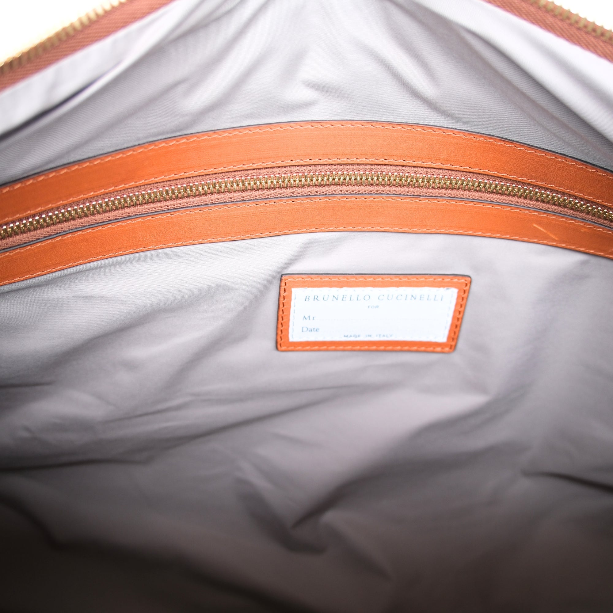 Ecru/Brown Weekender made of Leather