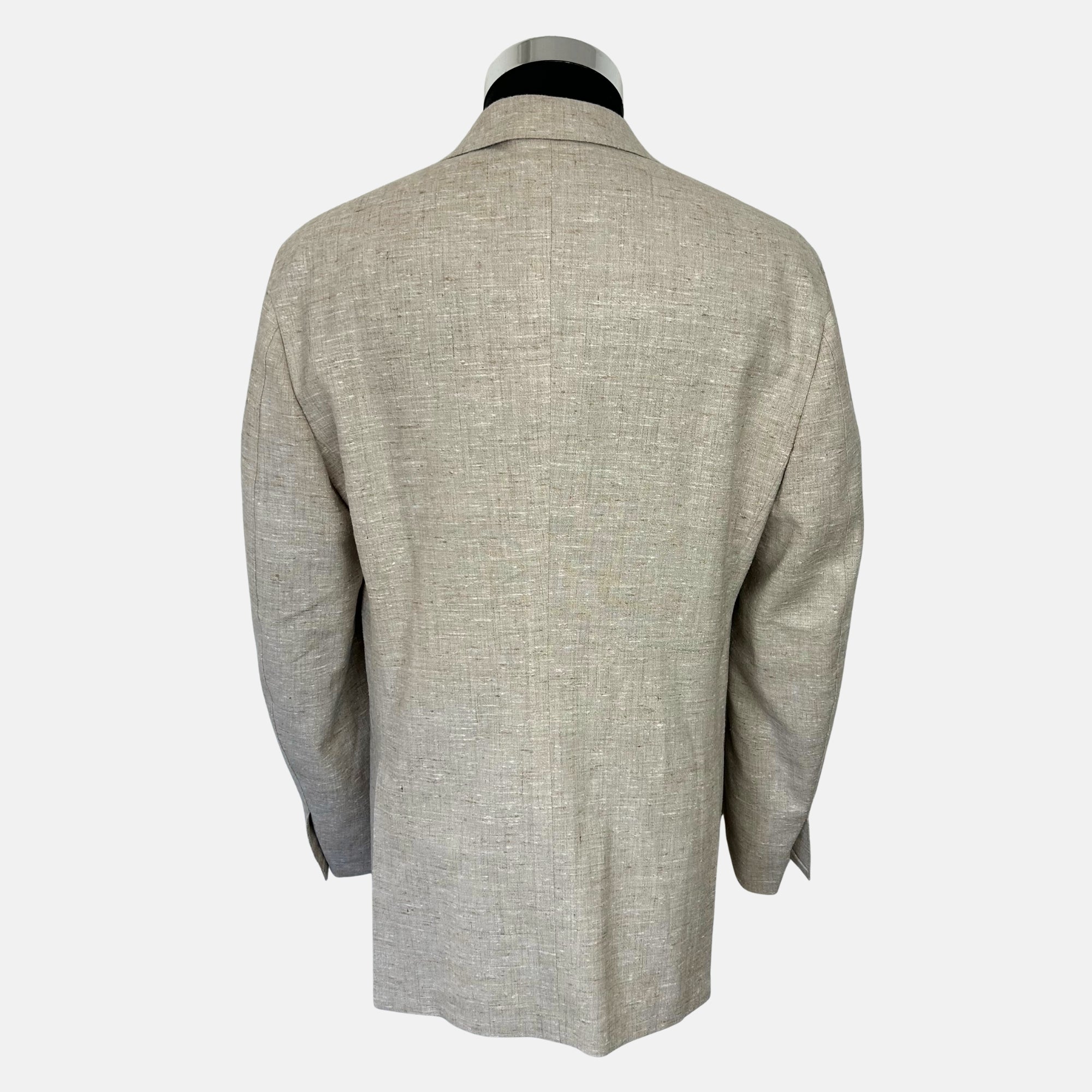 Ecru Patterned Blazer made of Silk/Linen (EU 48)