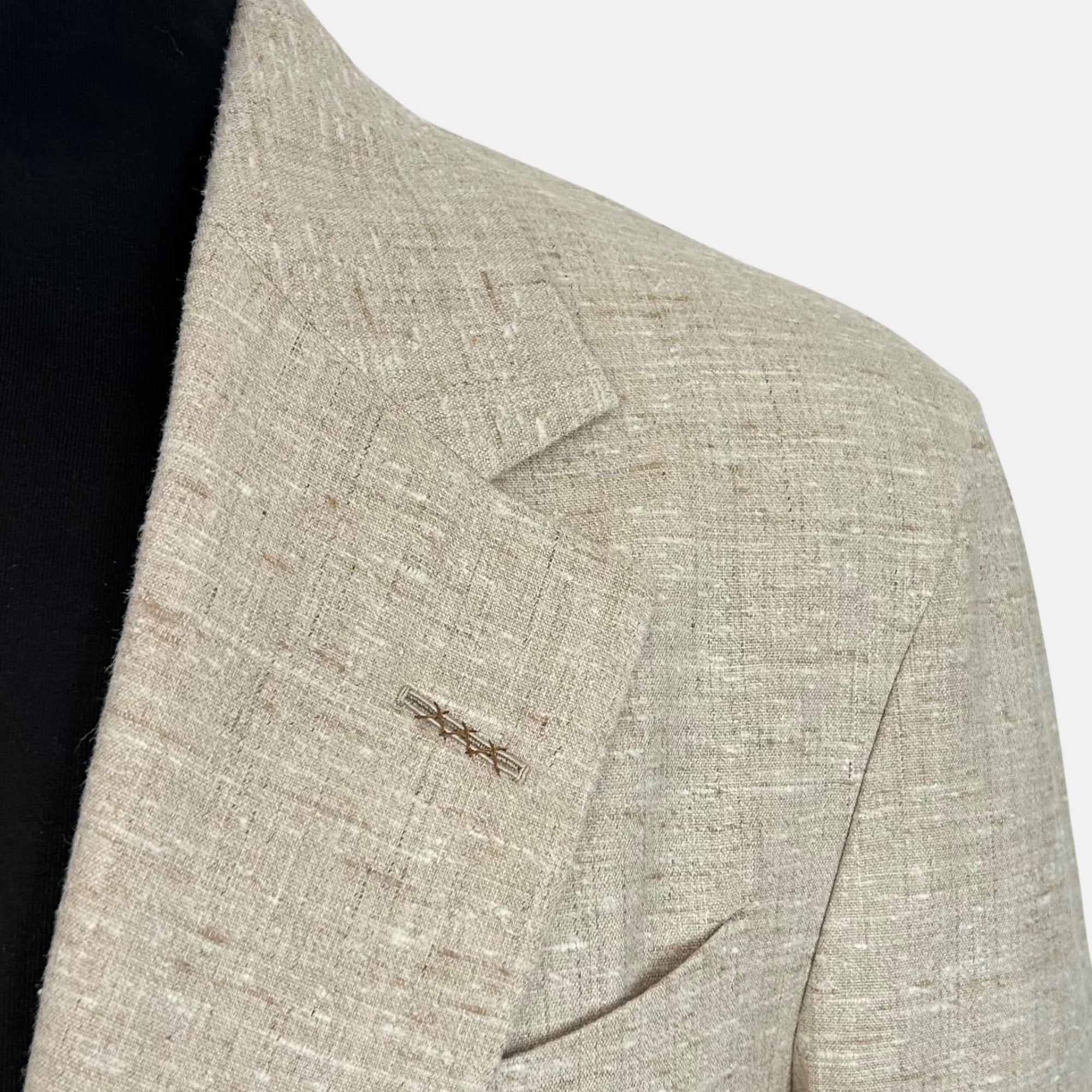 Ecru Patterned Blazer made of Silk/Linen (EU 48)