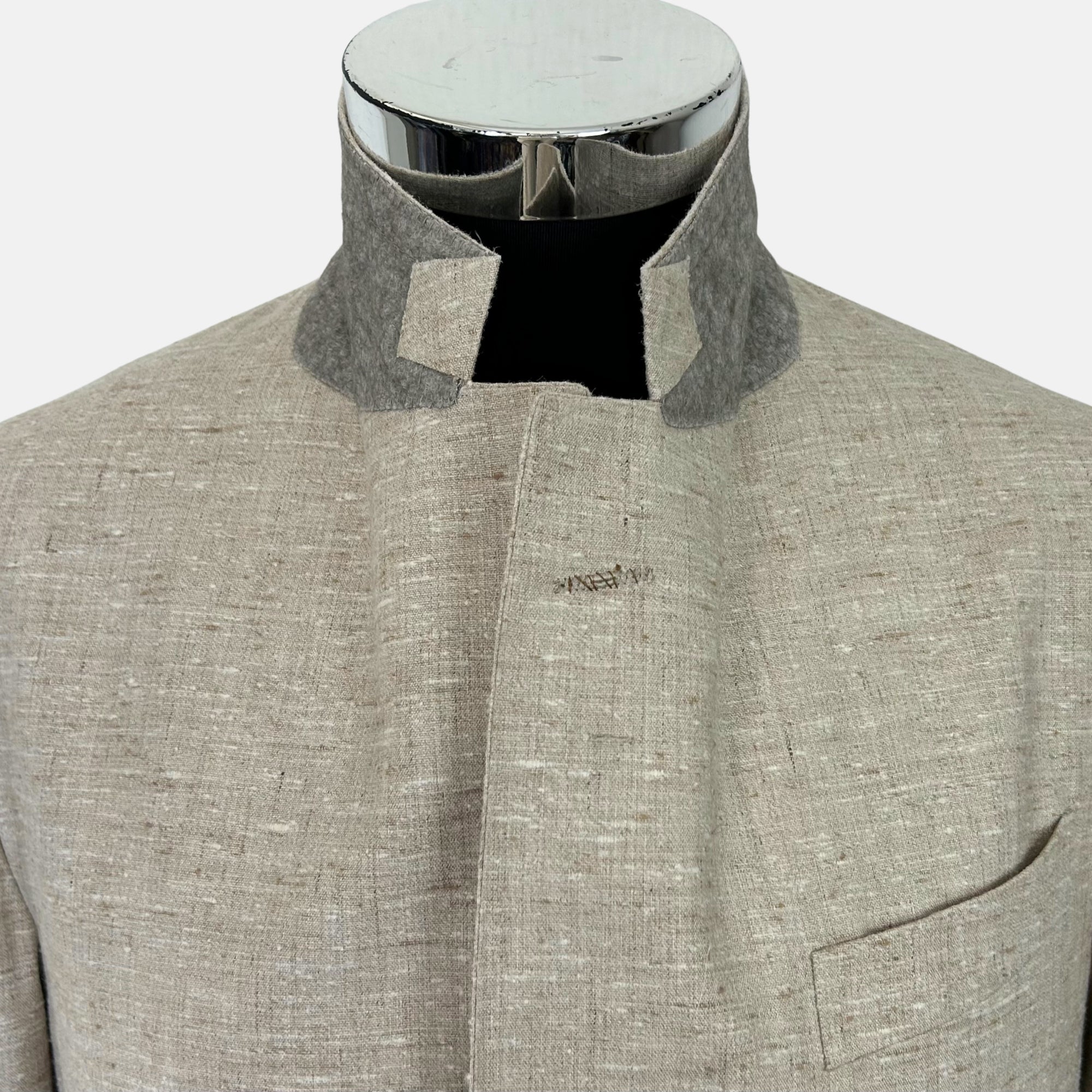 Ecru Patterned Blazer made of Silk/Linen (EU 48)