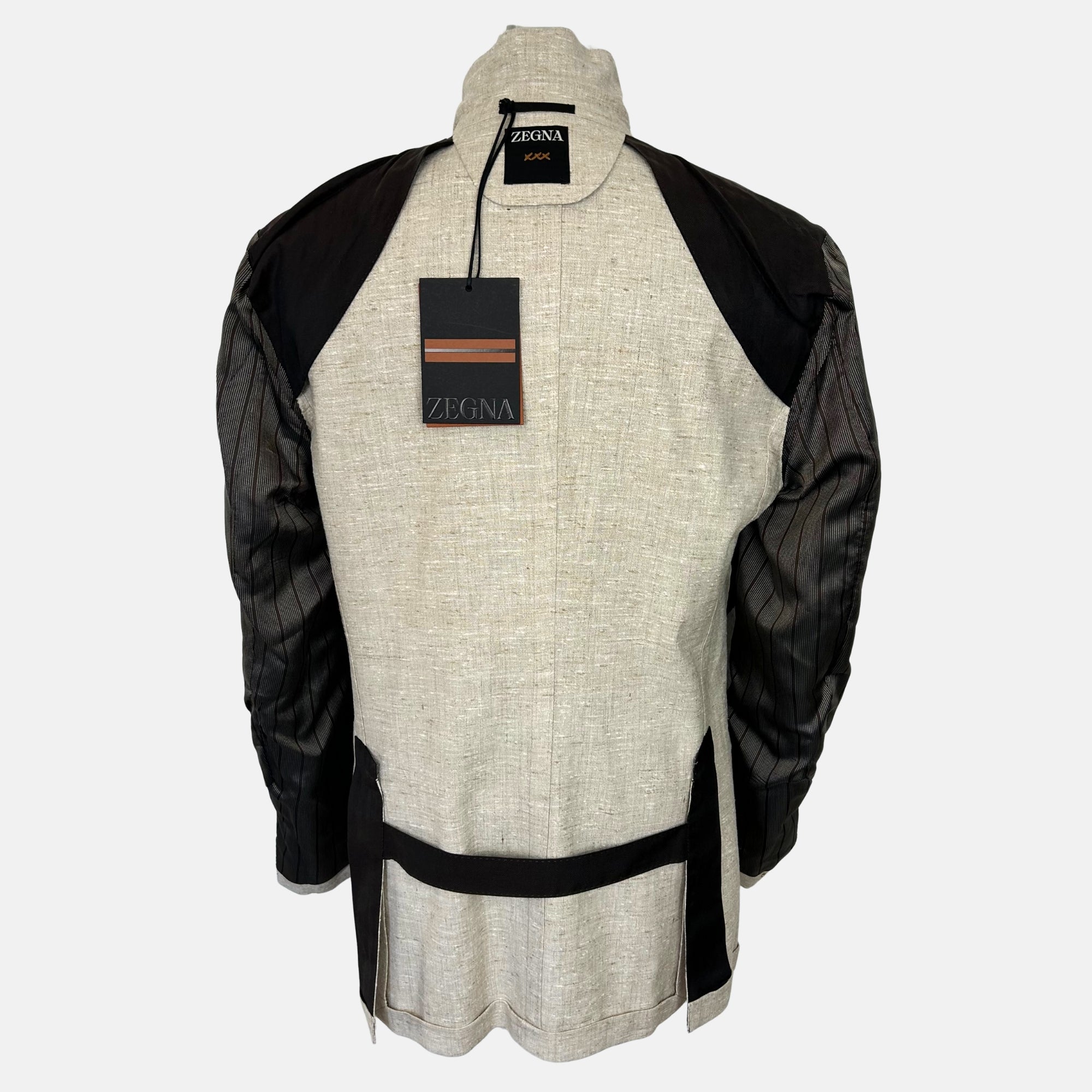 Ecru Patterned Blazer made of Silk/Linen (EU 48)