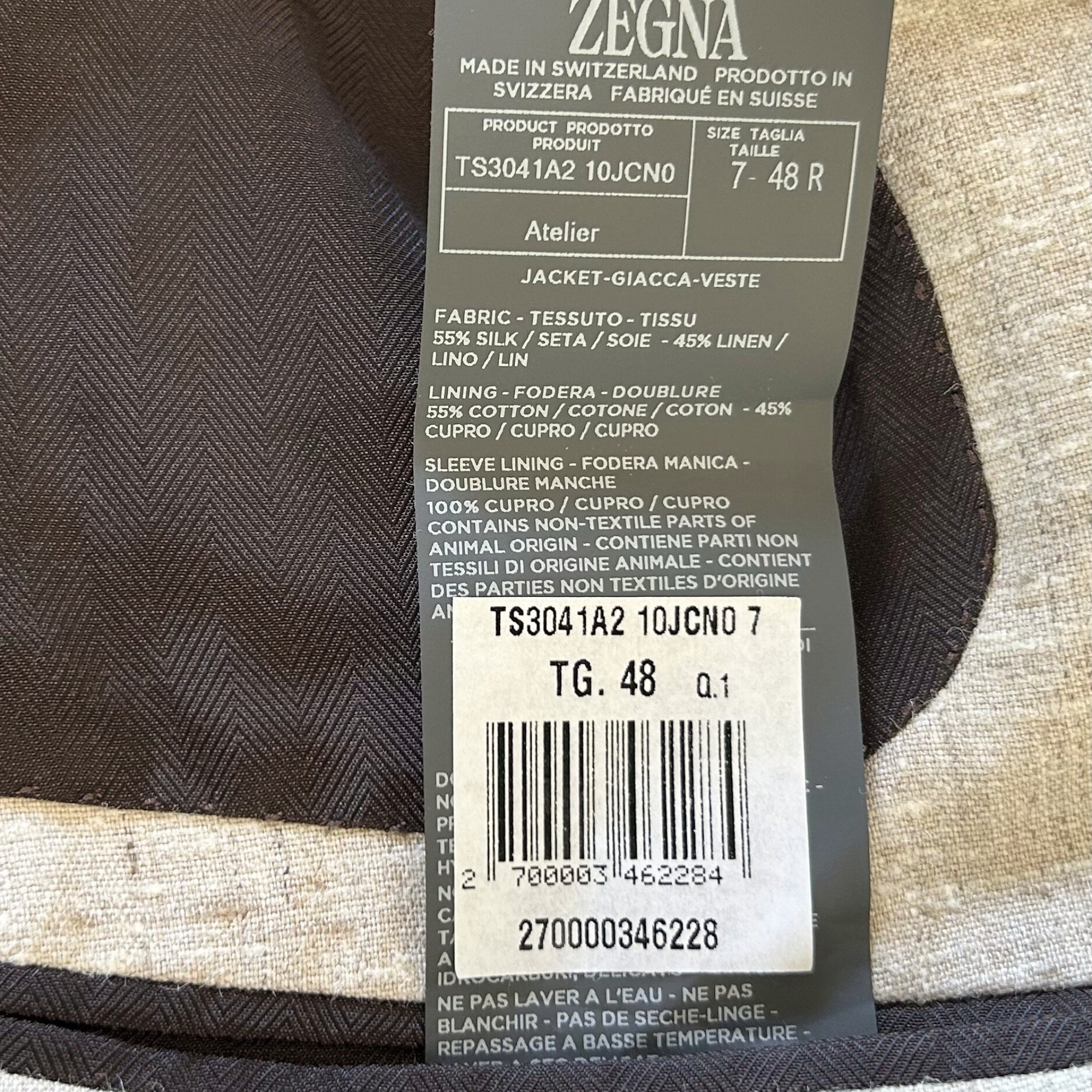 Ecru Patterned Blazer made of Silk/Linen (EU 48)