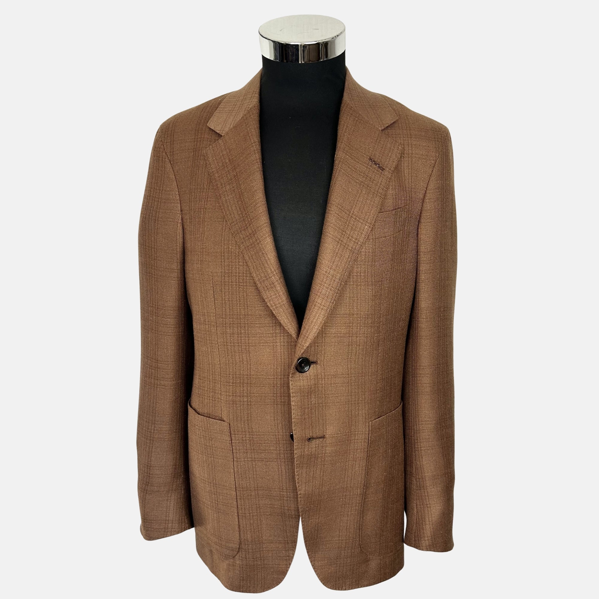 Brown Patterned Blazer made of Cashmere/Silk/Linen (EU 48)