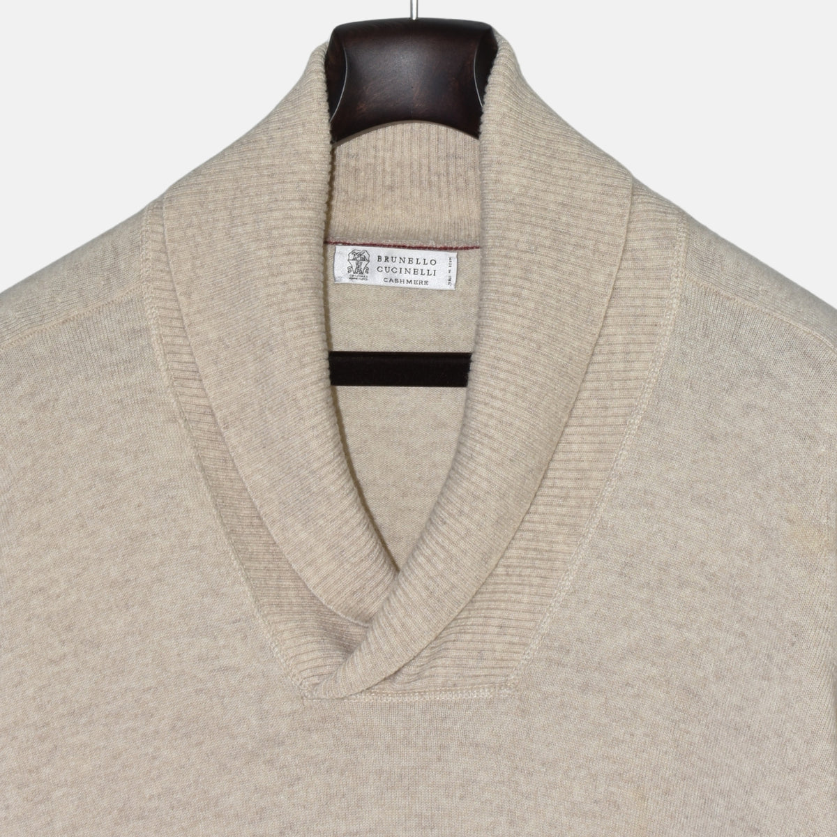 Beige Shawl Collar Sweater made of Cashmere (EU 50)