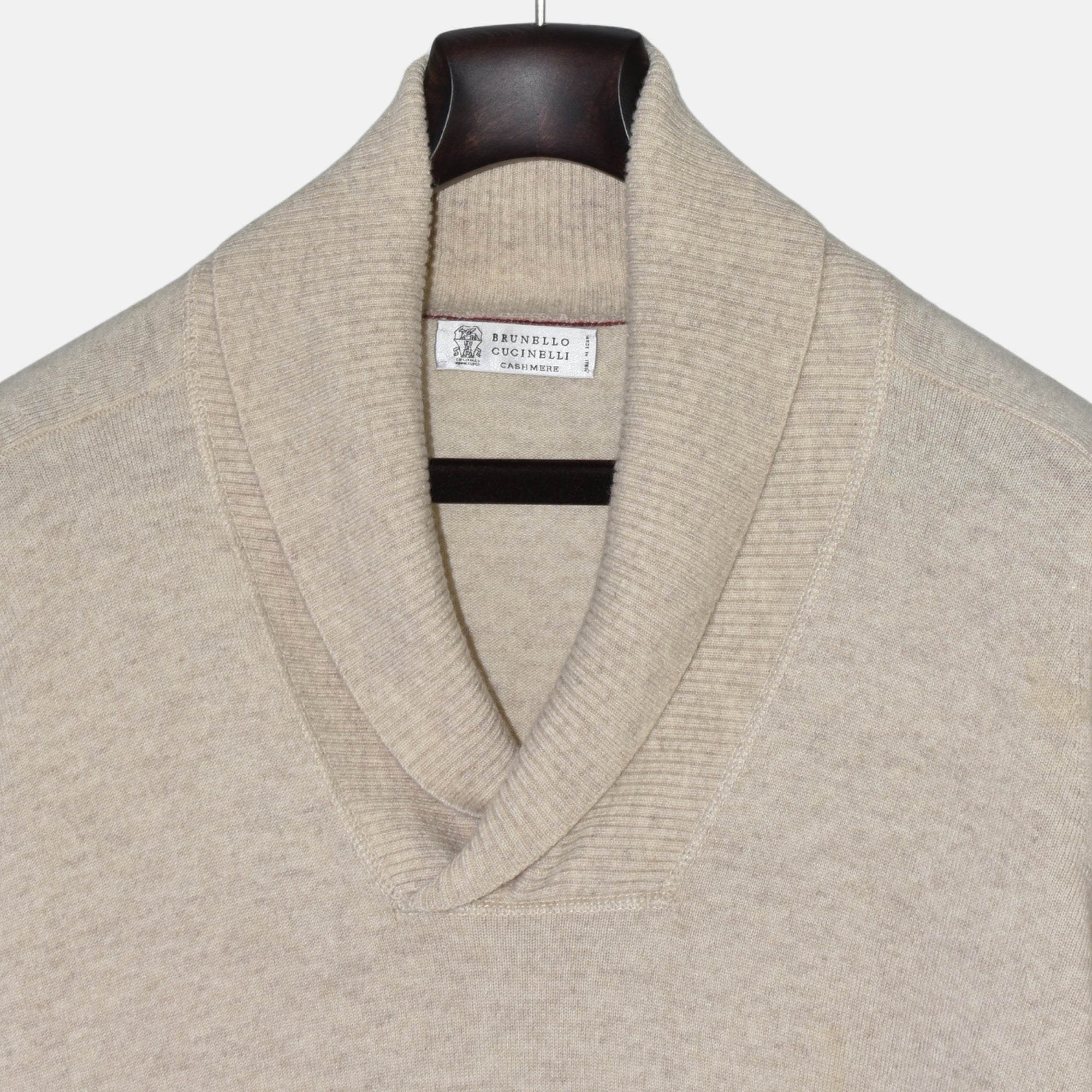 Beige Shawl Collar Sweater made of Cashmere (EU 50)