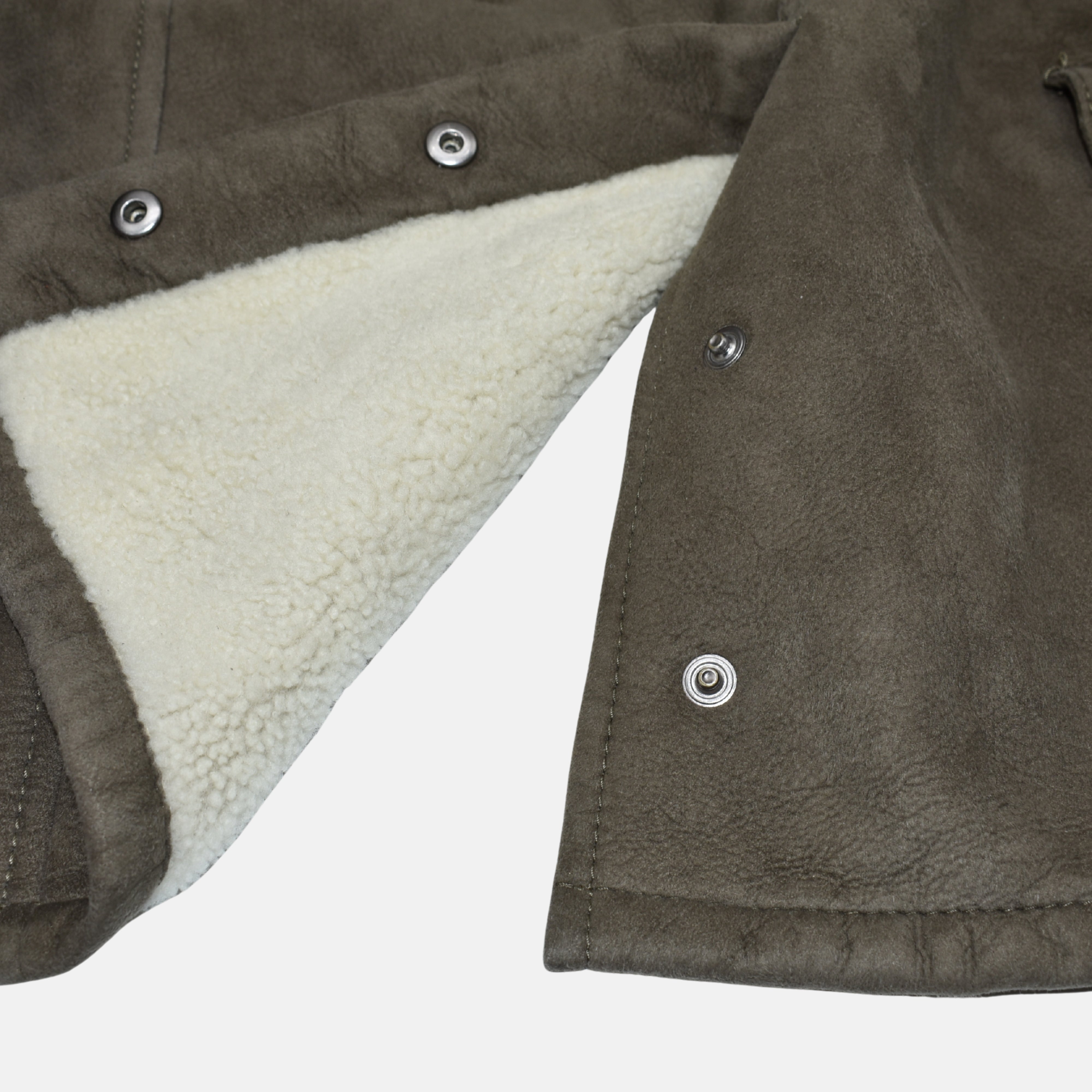 Hellbrauner zweireihiger Shearling-Mantel (L)