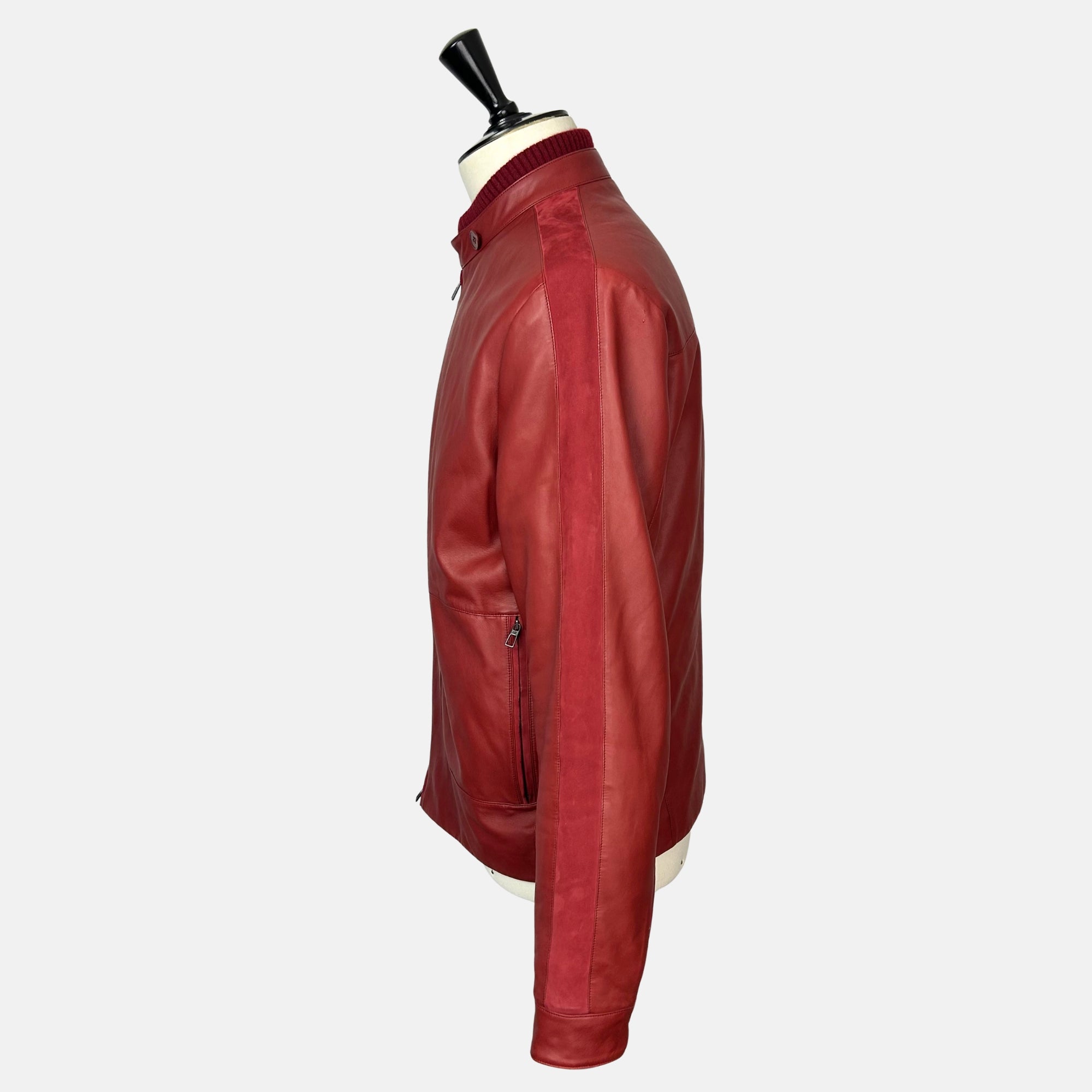 Red Biker Jacket made of Leather (XL)