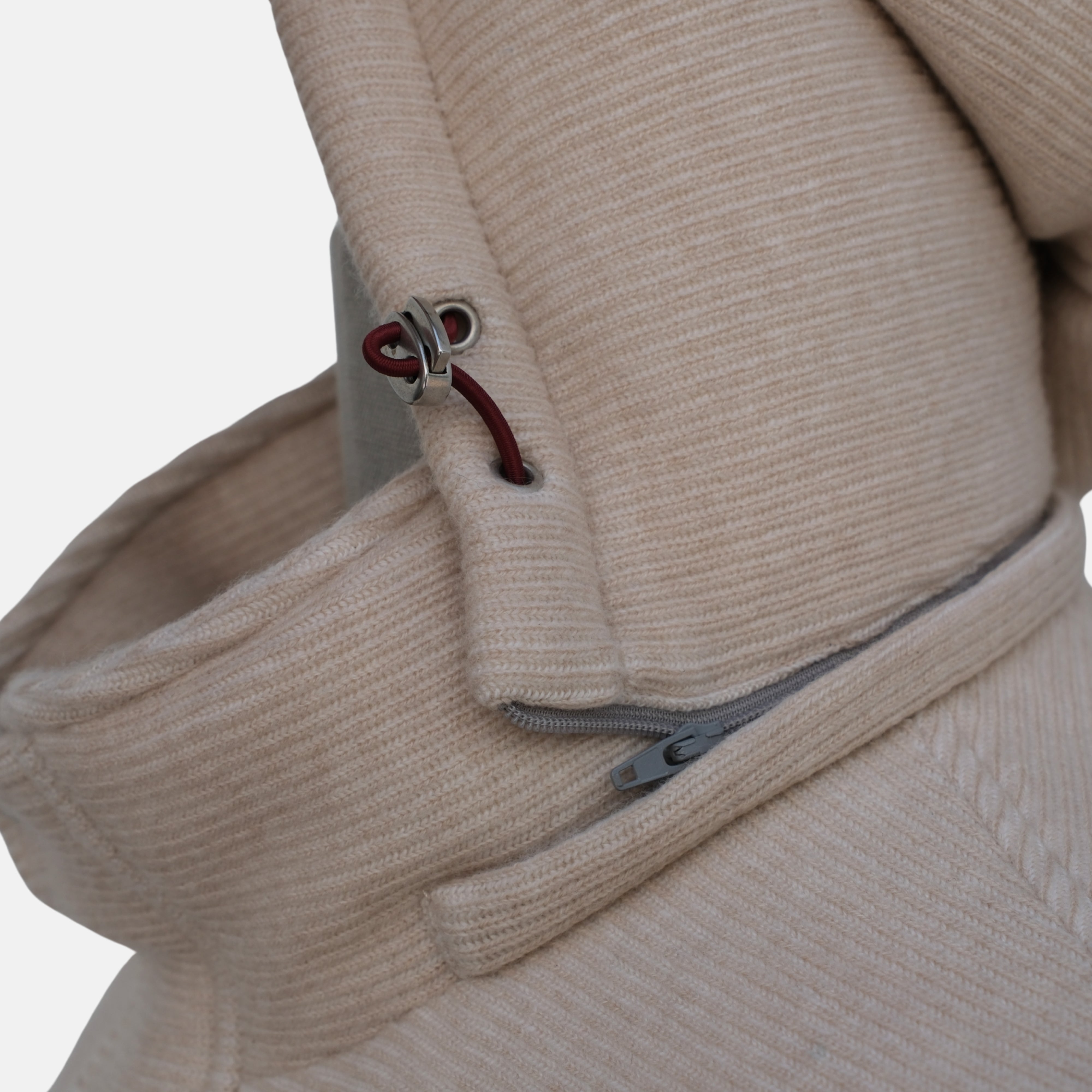 Taupe Down Parka with Detachable Hood made of Cashmere/Suede Details (L)