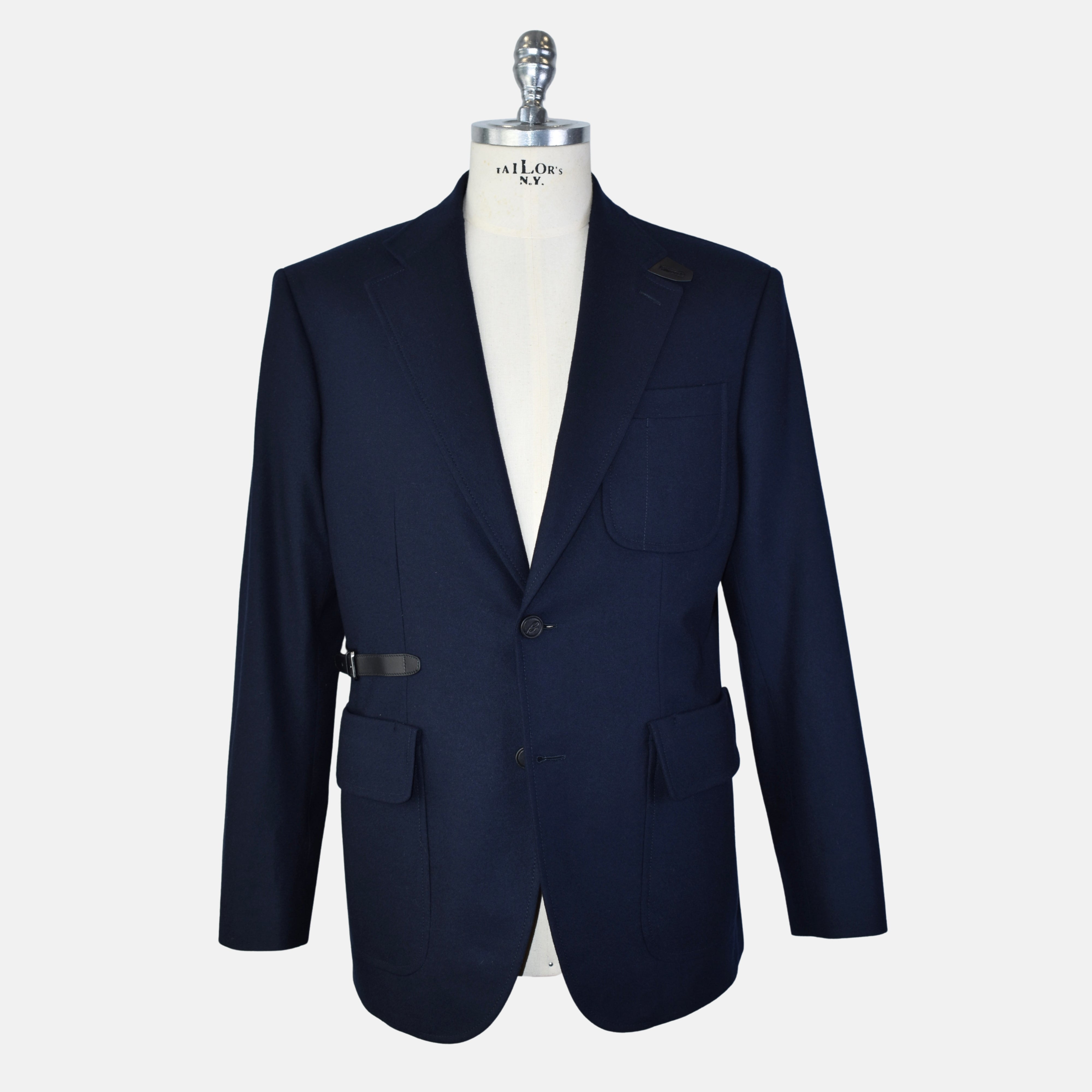 Navy Cashmere Blazer with Leather Applications (EU 50)