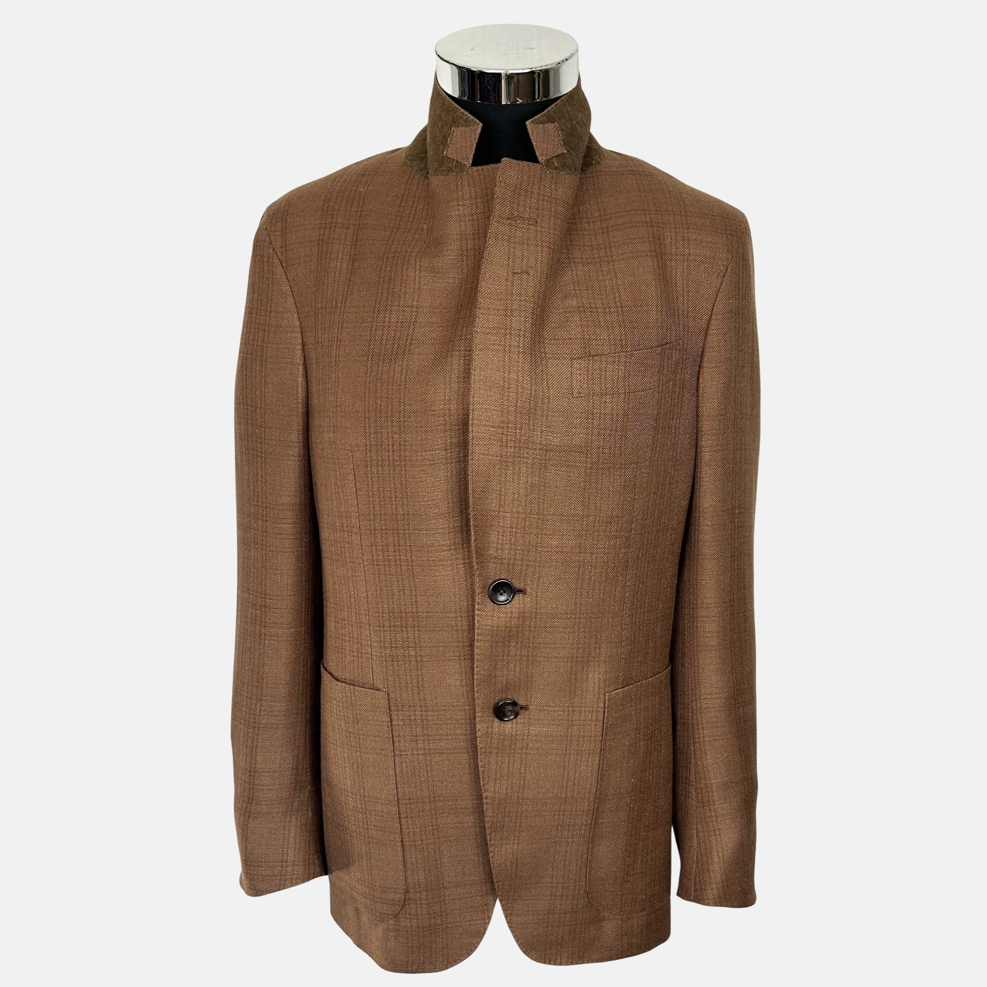 Brown Patterned Blazer made of Cashmere/Silk/Linen (EU 48)