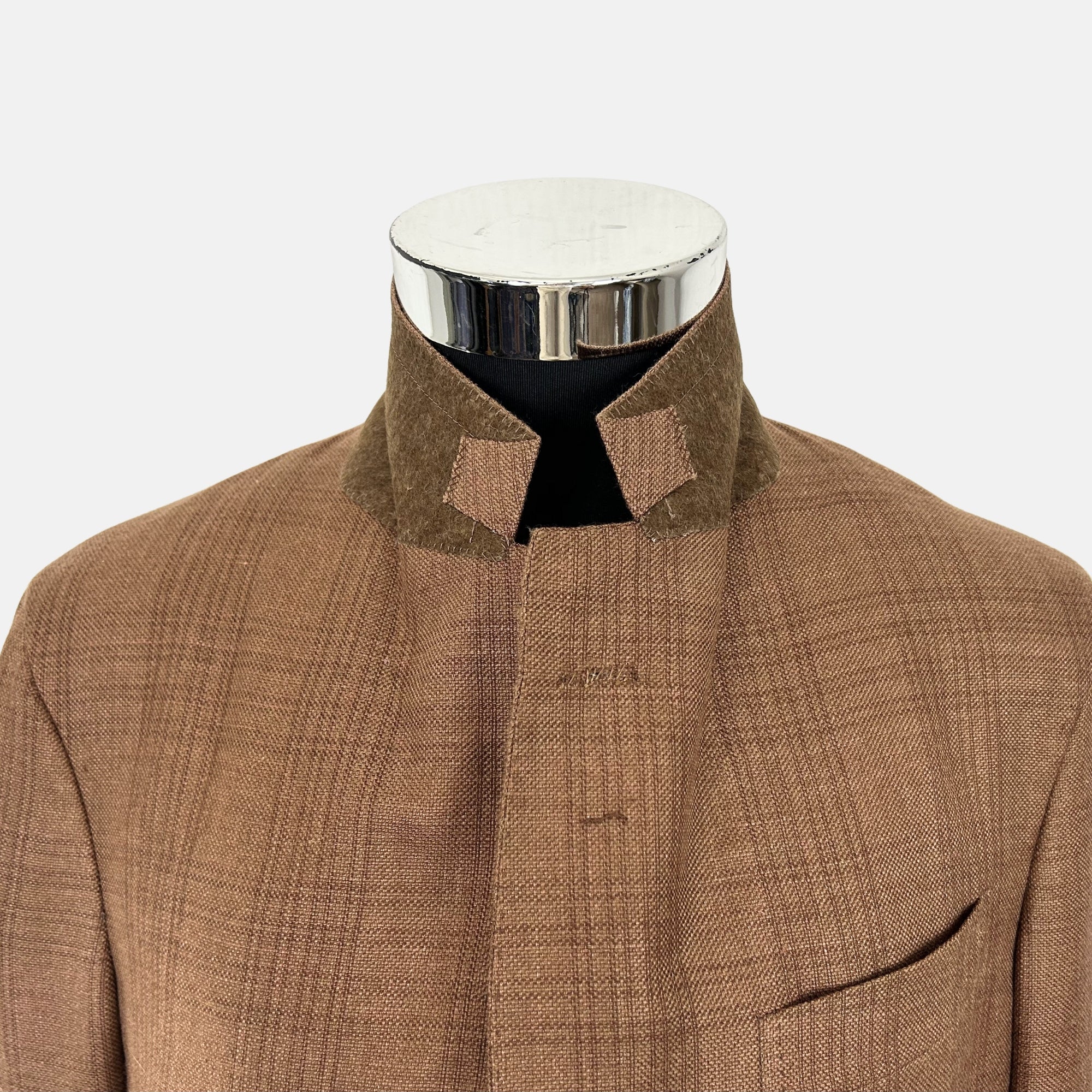 Brown Patterned Blazer made of Cashmere/Silk/Linen (EU 48)