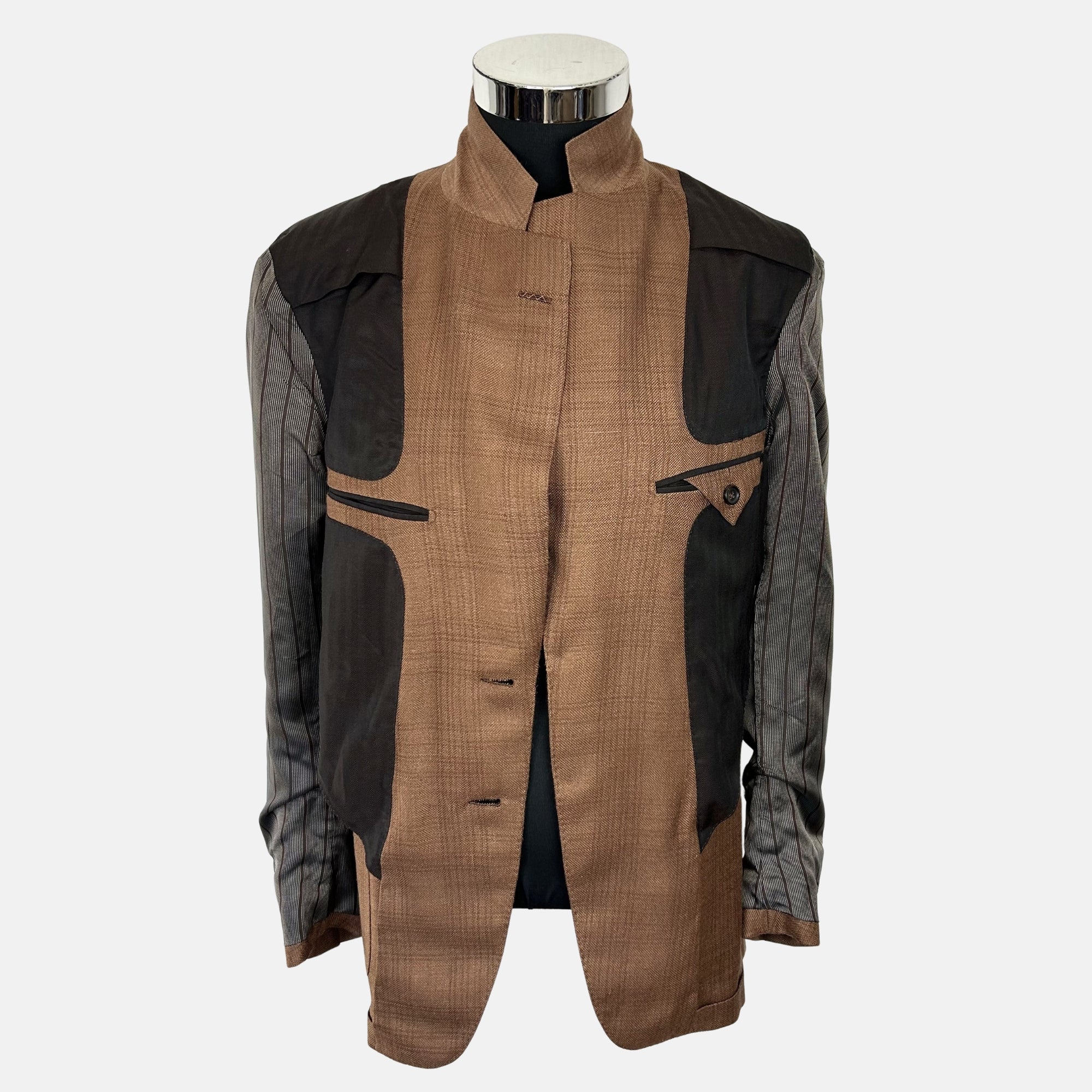Brown Patterned Blazer made of Cashmere/Silk/Linen (EU 48)