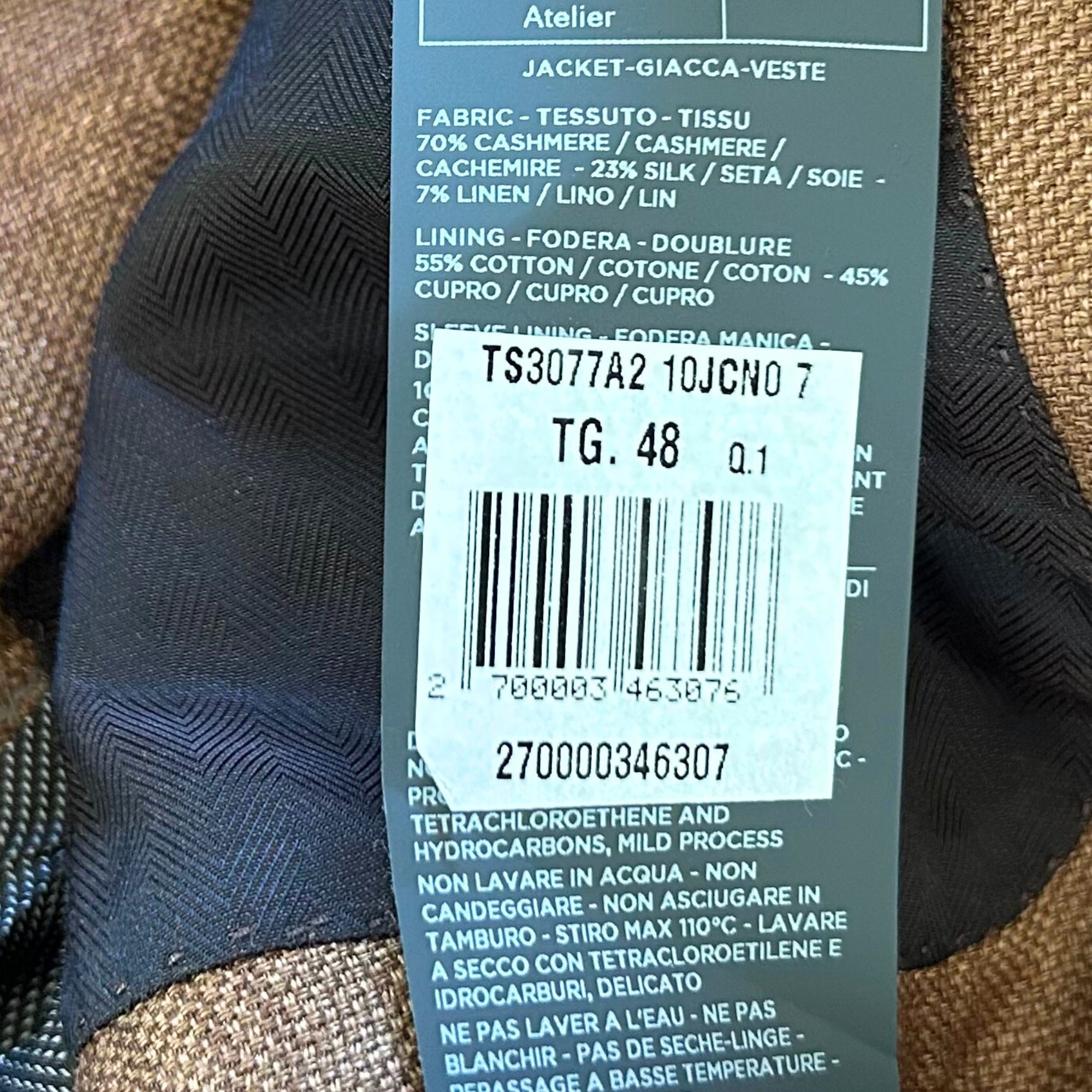 Brown Patterned Blazer made of Cashmere/Silk/Linen (EU 48)