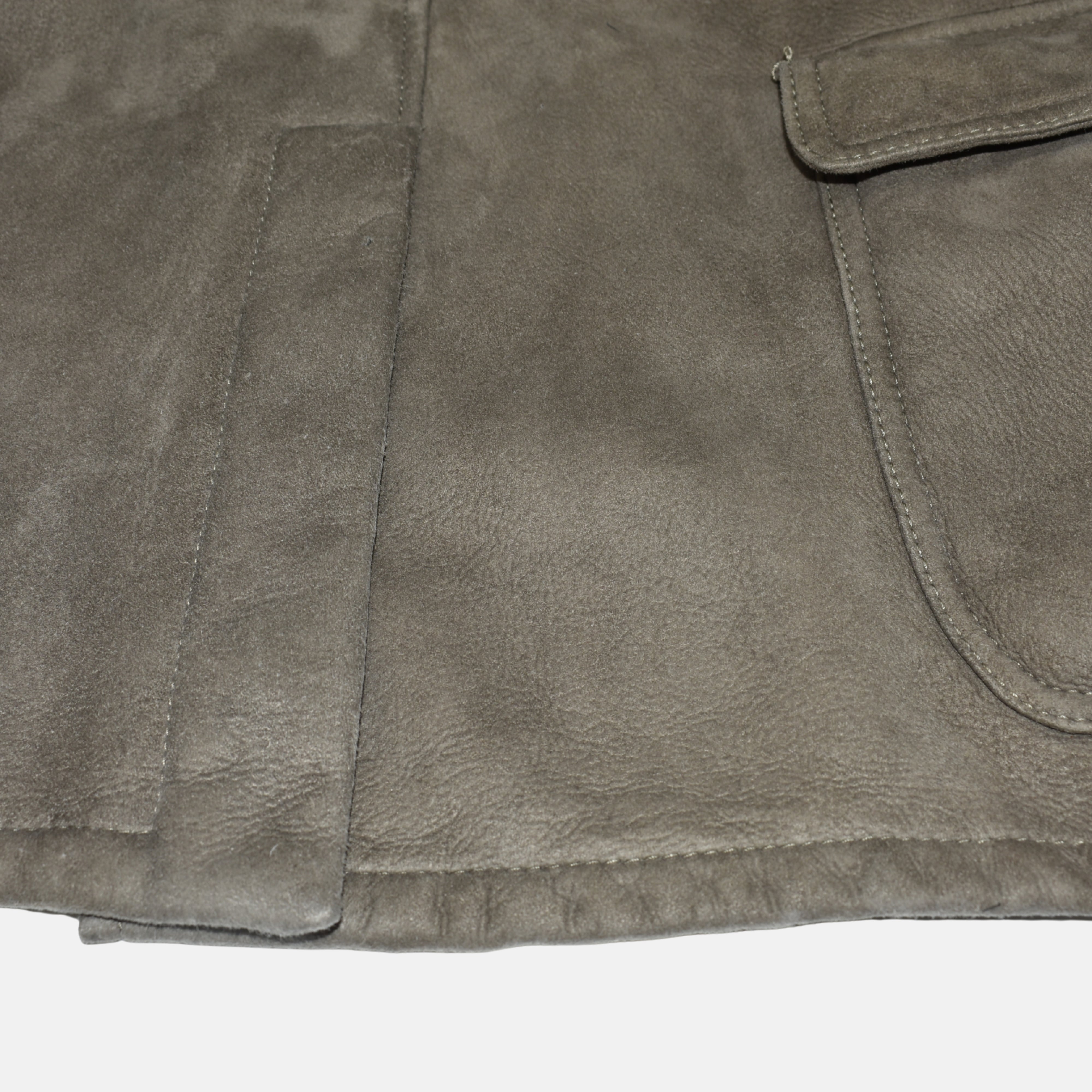 Hellbrauner zweireihiger Shearling-Mantel (L)