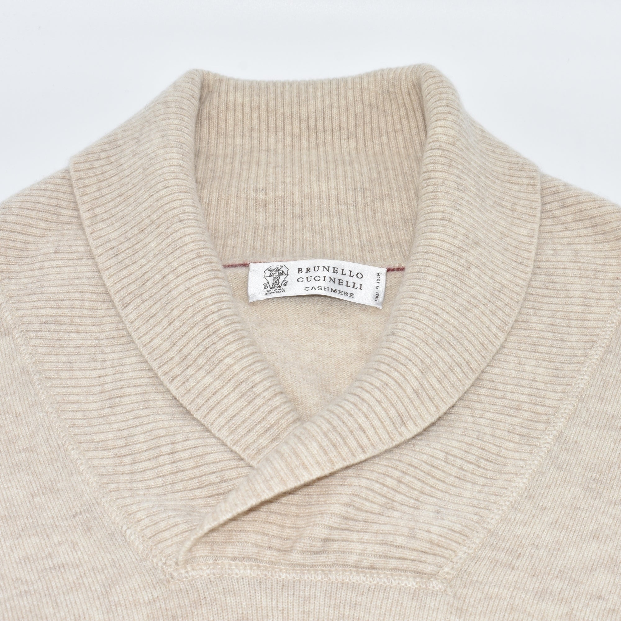 Beige Shawl Collar Sweater made of Cashmere (EU 50)