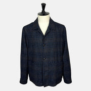 Navy–Brown Patterned Jacket made of Alpaca/Wool/Cotton (EU 54)