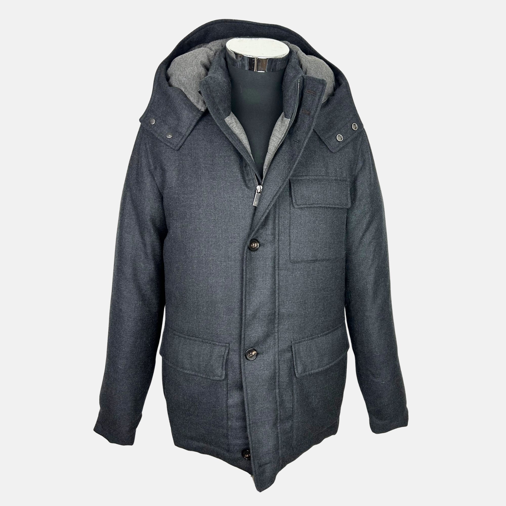 Anthracite  Down Jacket made of Cashmere (EU 48)