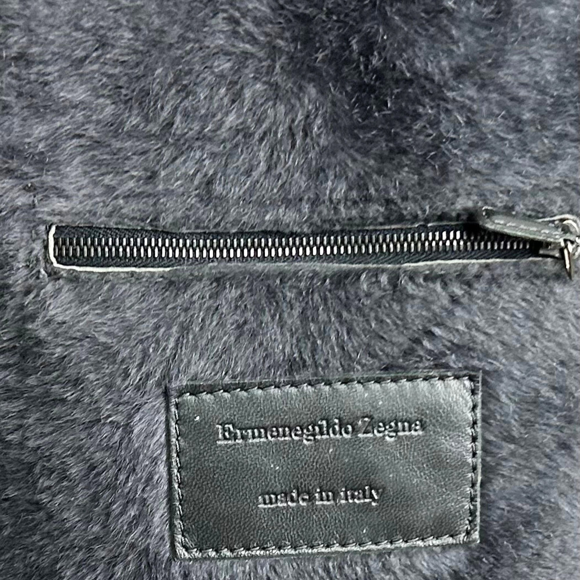 Brown / Anthracite Hooded Bomber Jacket made of Shearling (EU 50)