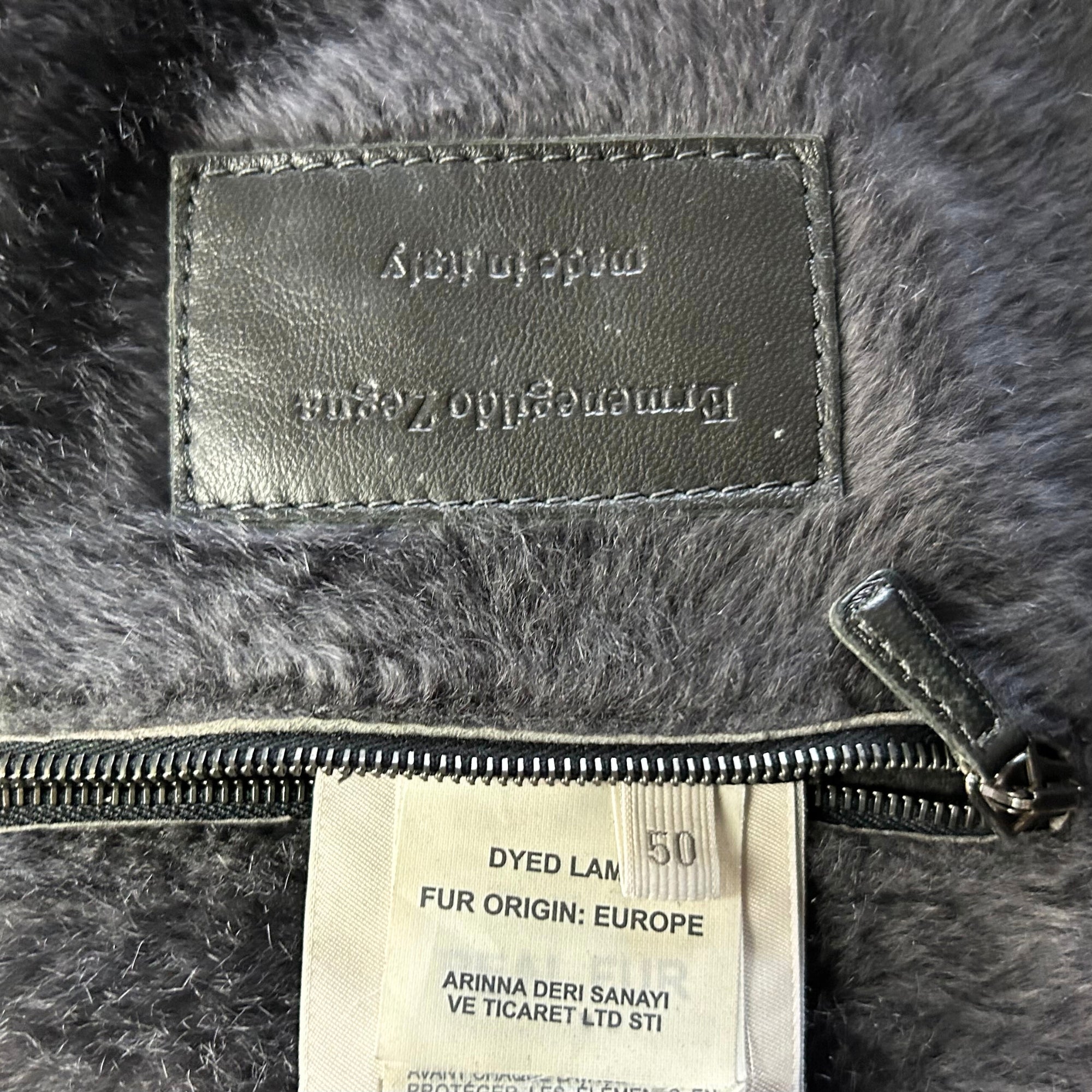 Brown / Anthracite Hooded Bomber Jacket made of Shearling (EU 50)