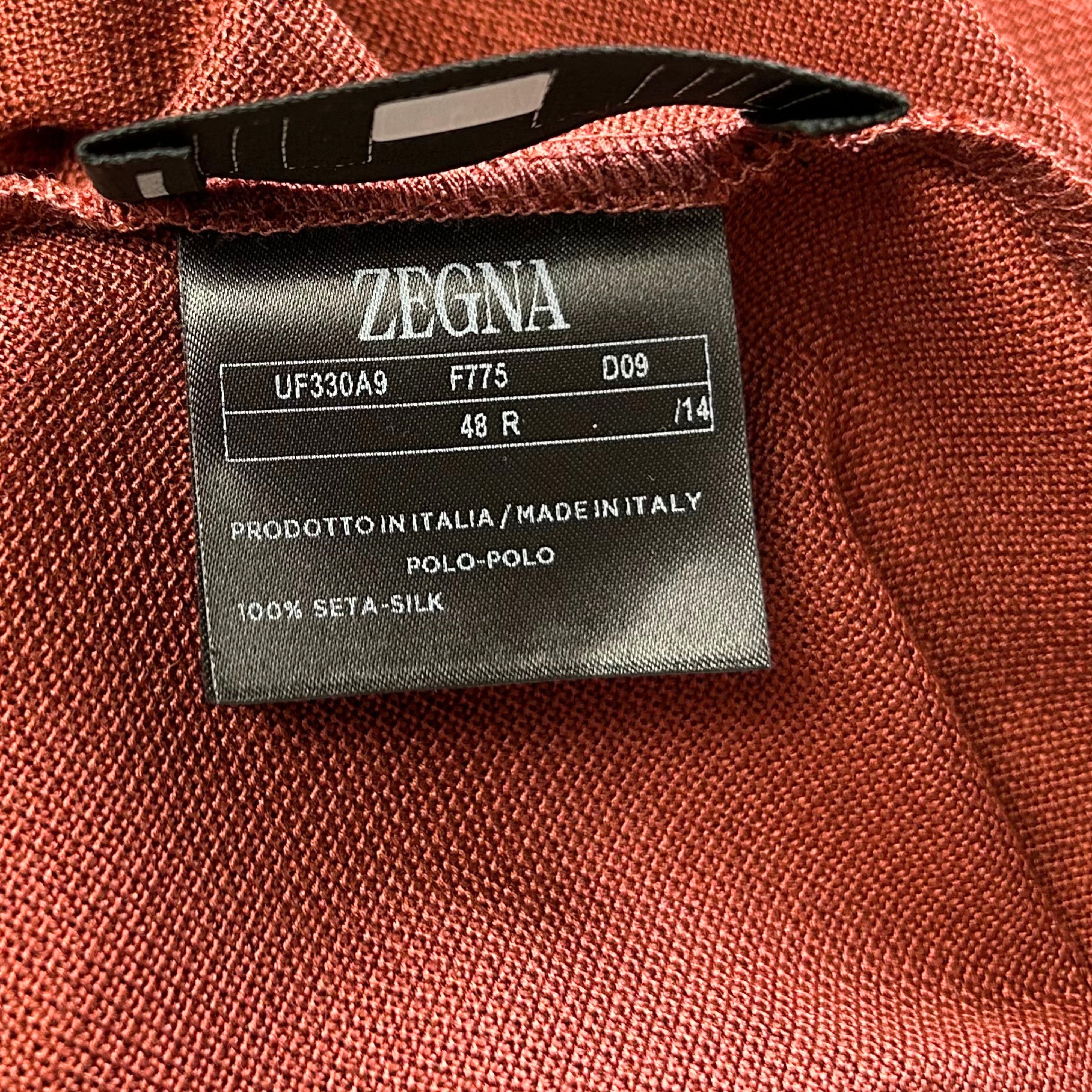 Rust Brown Polo Shirt made of Silk (EU 48)