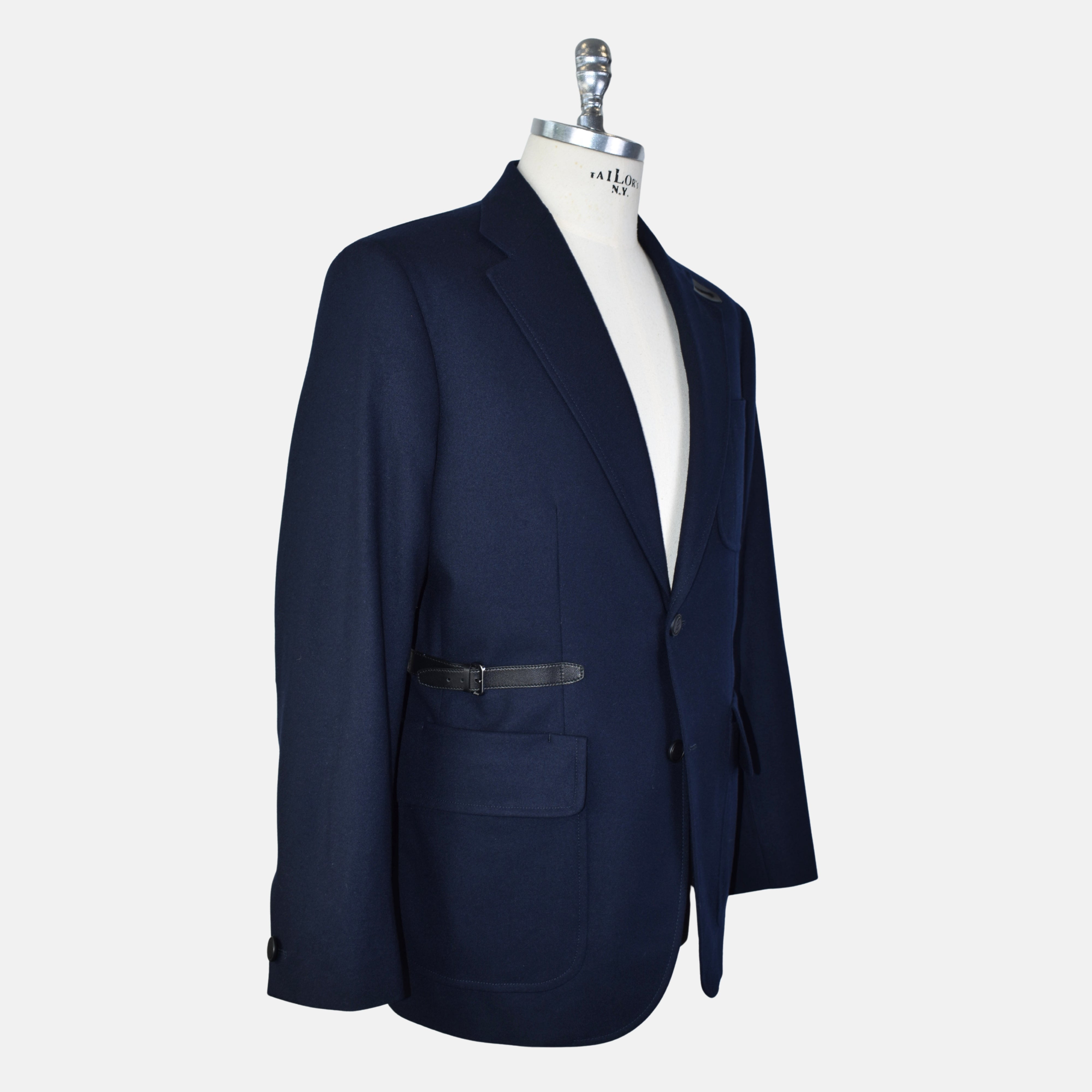 Navy Cashmere Blazer with Leather Applications (EU 50)