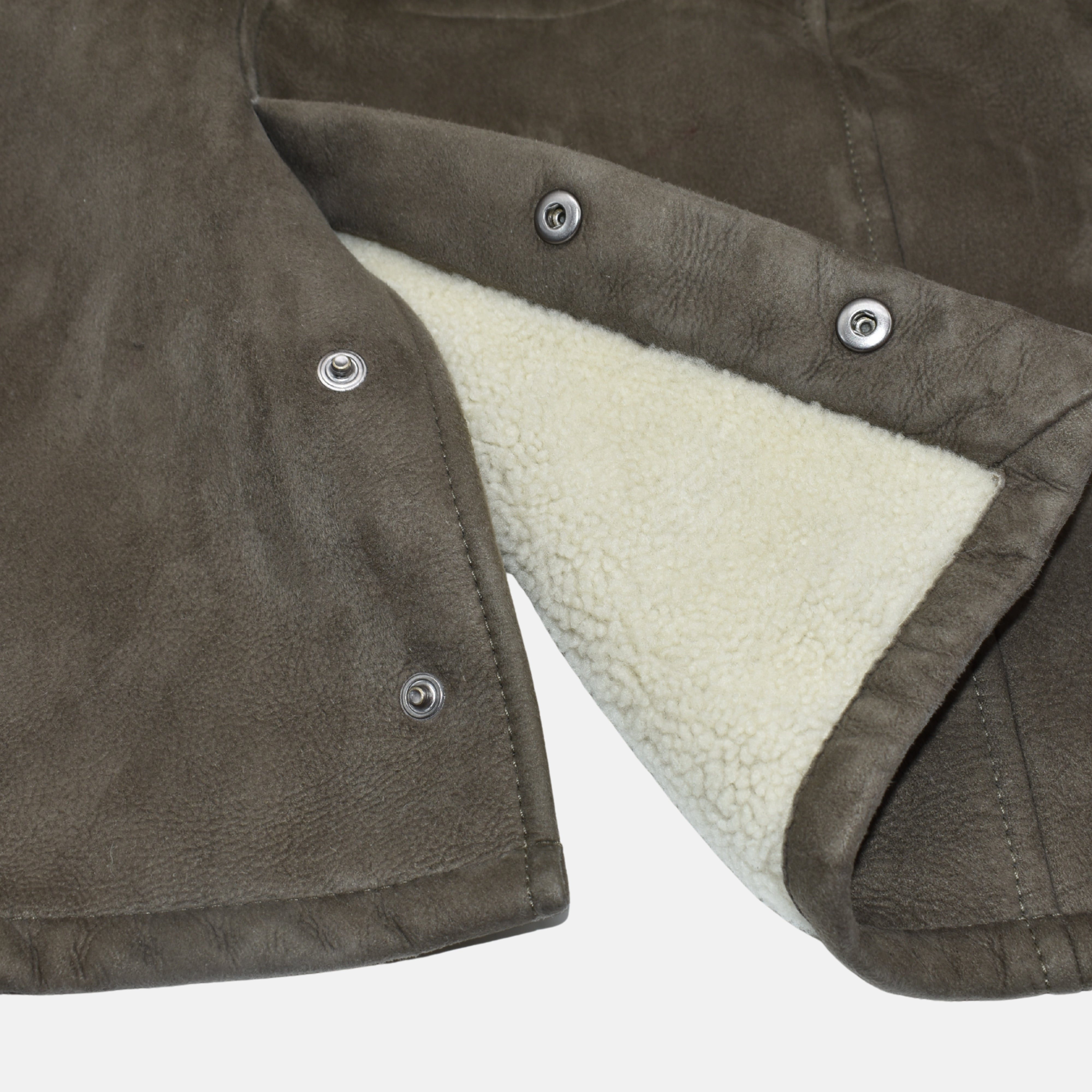 Hellbrauner zweireihiger Shearling-Mantel (L)