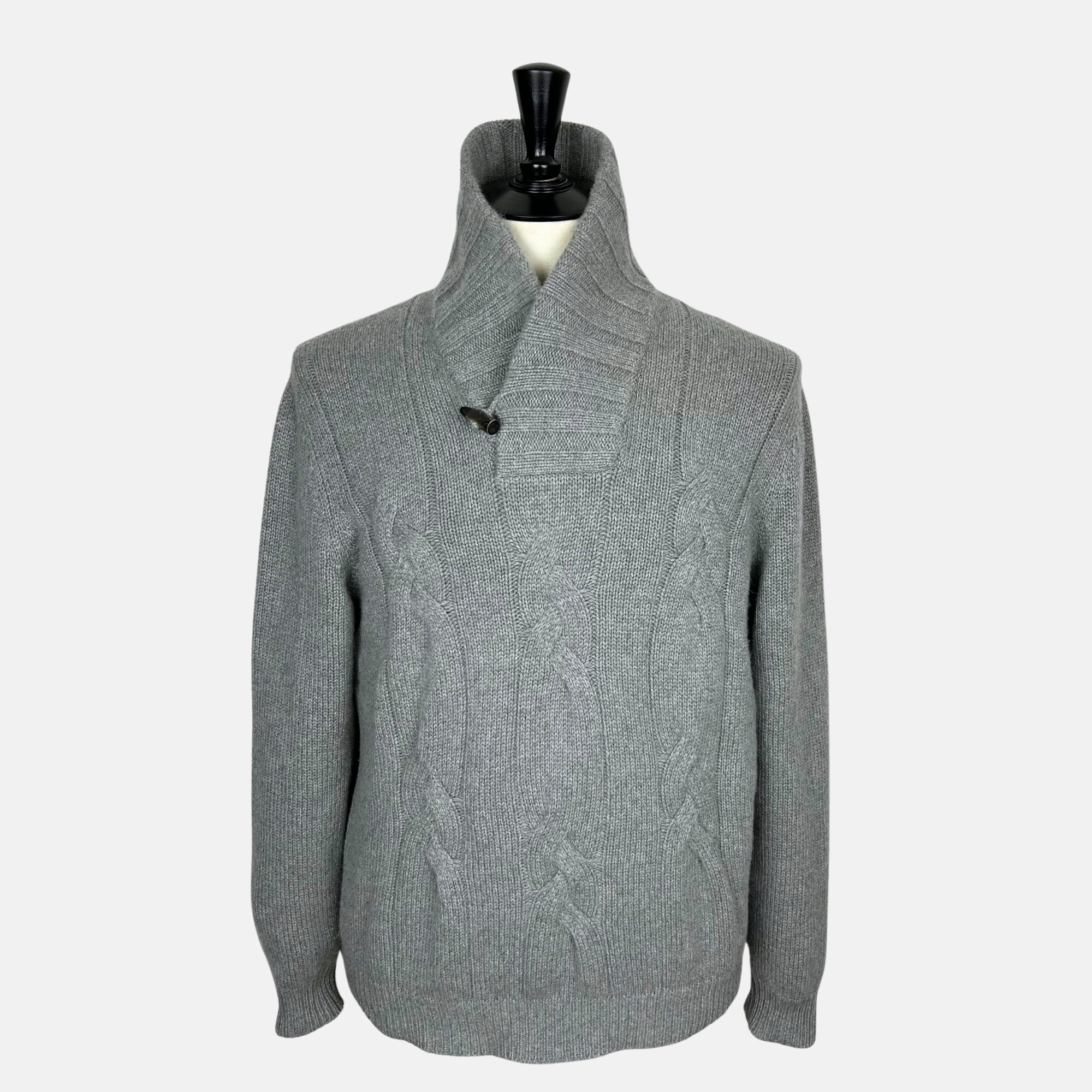 Grey Shawl Collar Sweater made of Baby Cashmere (EU 54)