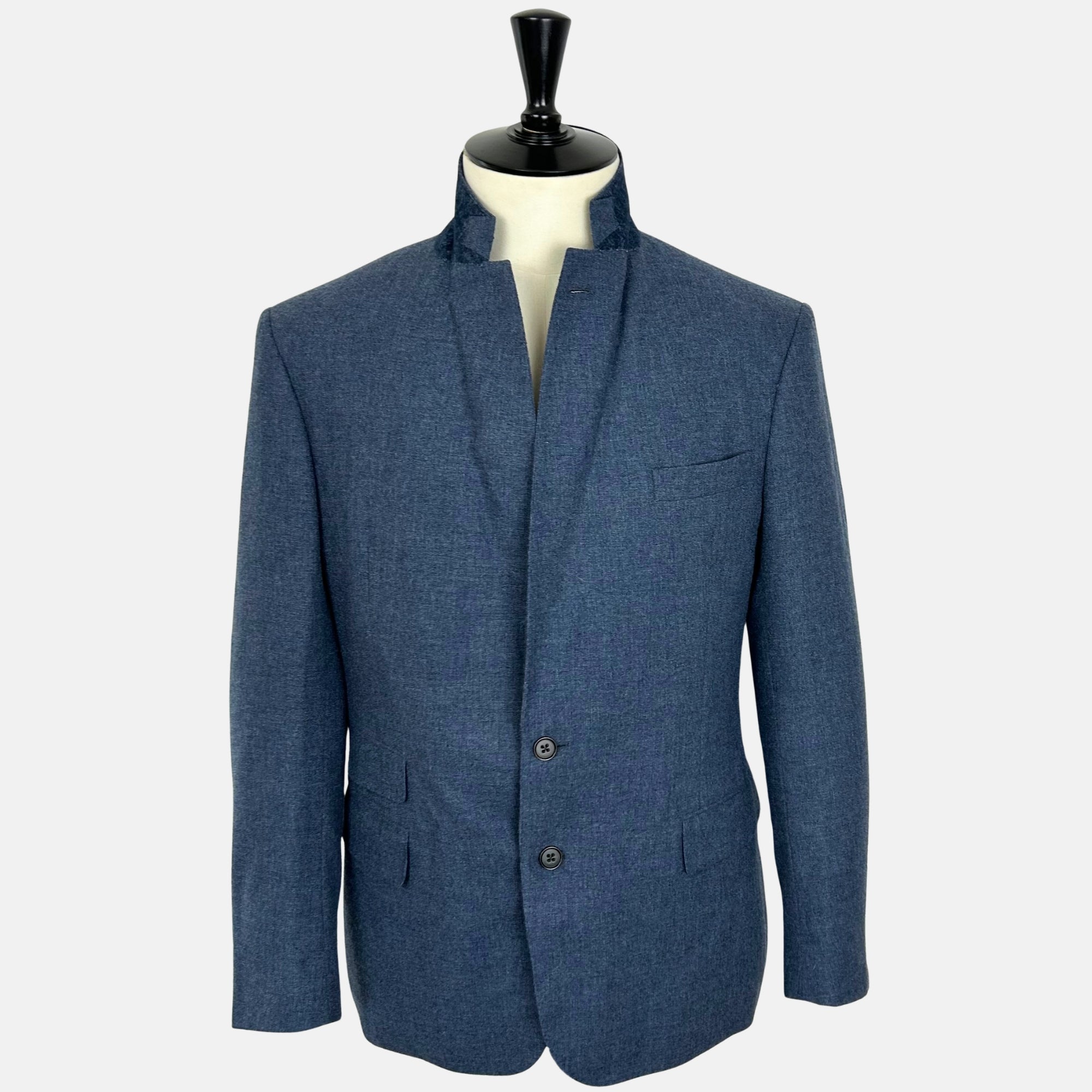 Blue Melange Suit made of Wool/Silk/Linen (EU 52)
