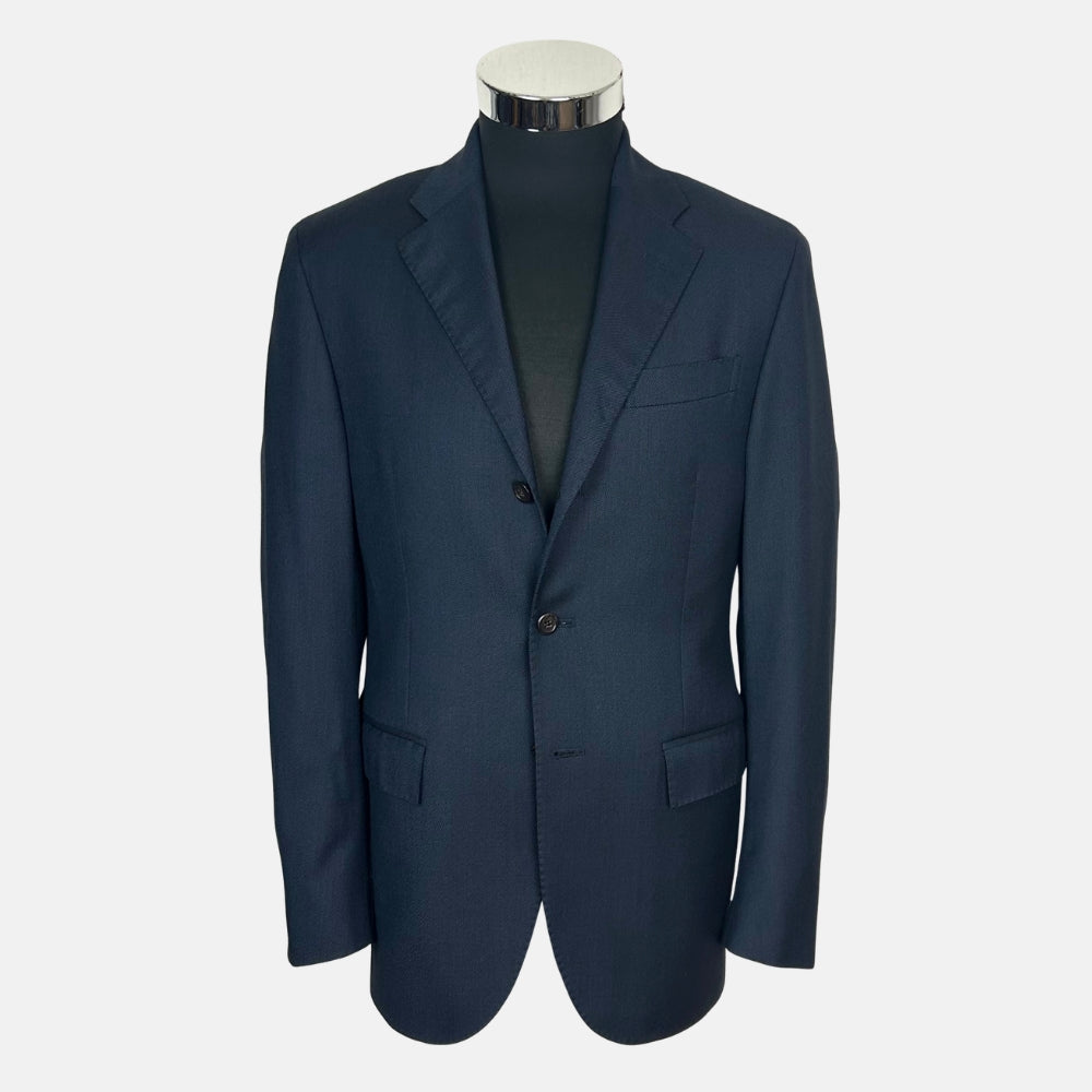 Navy Patterned Suit made of Virgin Wool (EU 48)