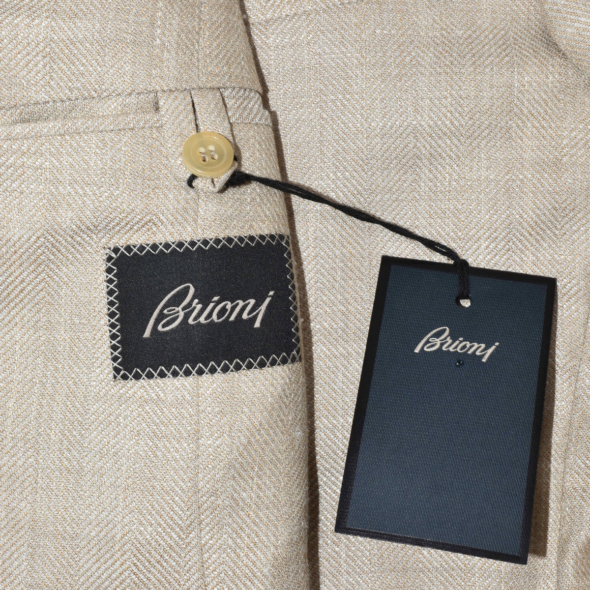 Beige Herringbone Blazer made of Wool/Silk/Linen (EU 48, EU 52)