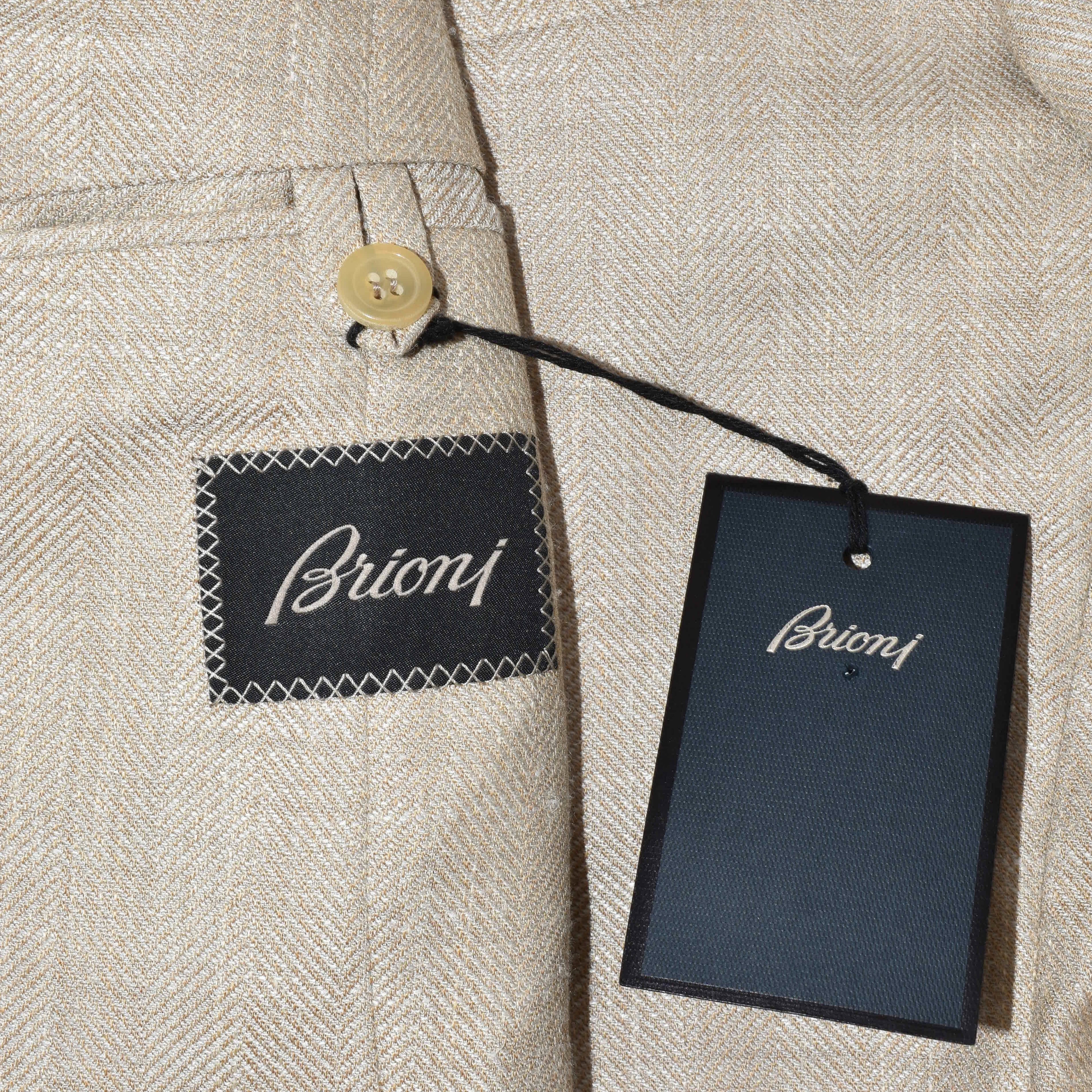 Beige Herringbone Blazer made of Wool/Silk/Linen (EU 48, EU 52)