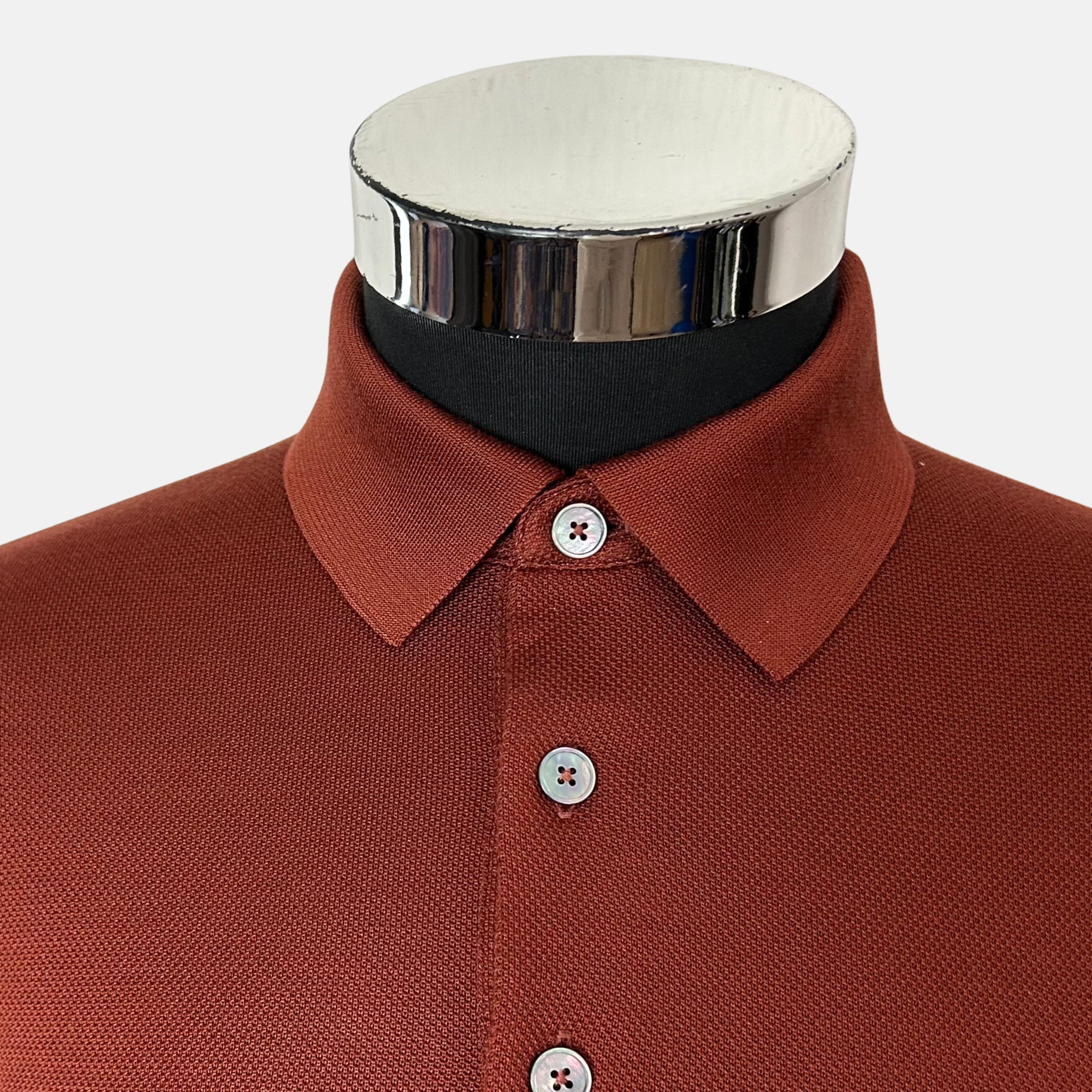 Rust Brown Polo Shirt made of Silk (EU 48)