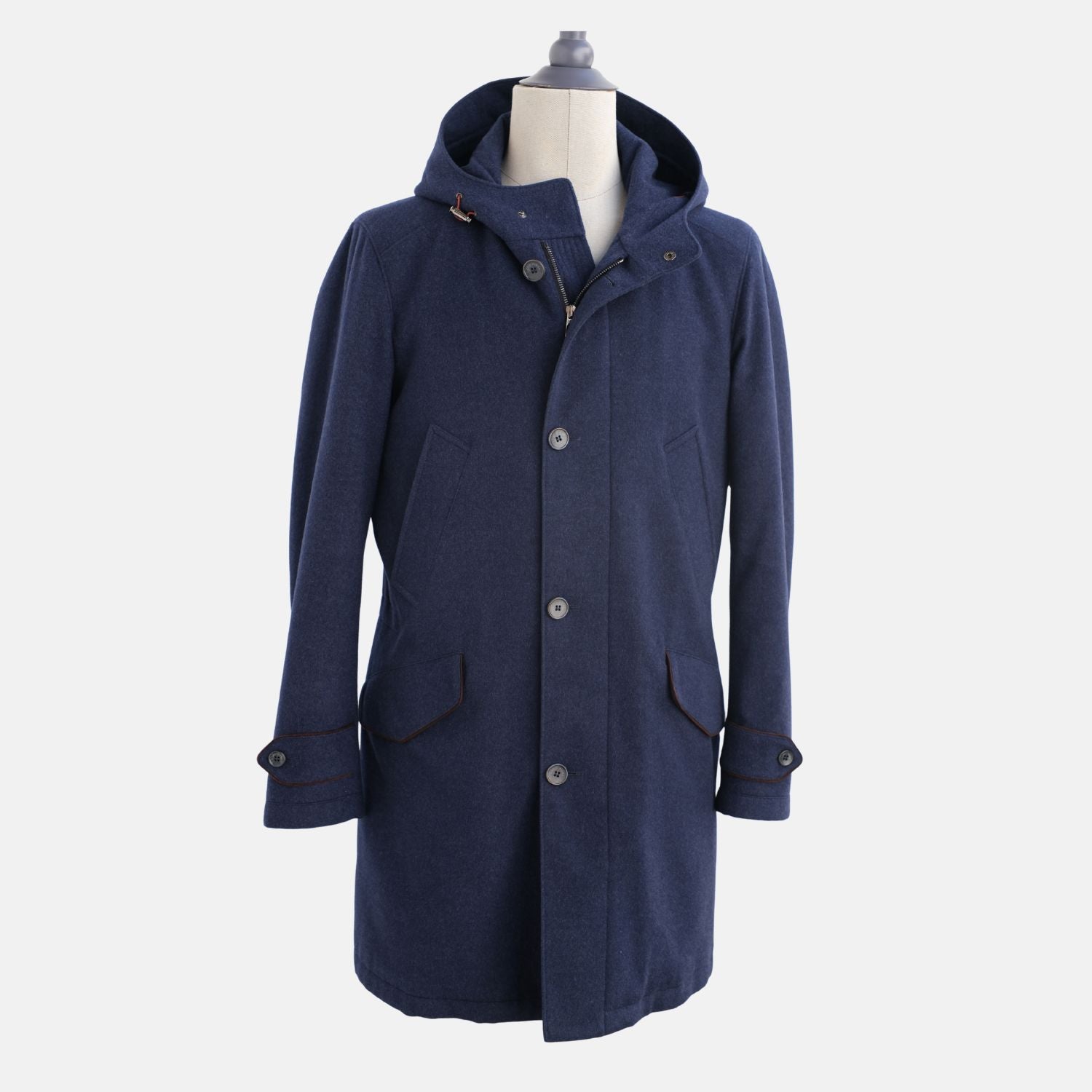 Blue Storm System Parka made of Cashmere/Polyamide/Elastane with Suede Details (S)