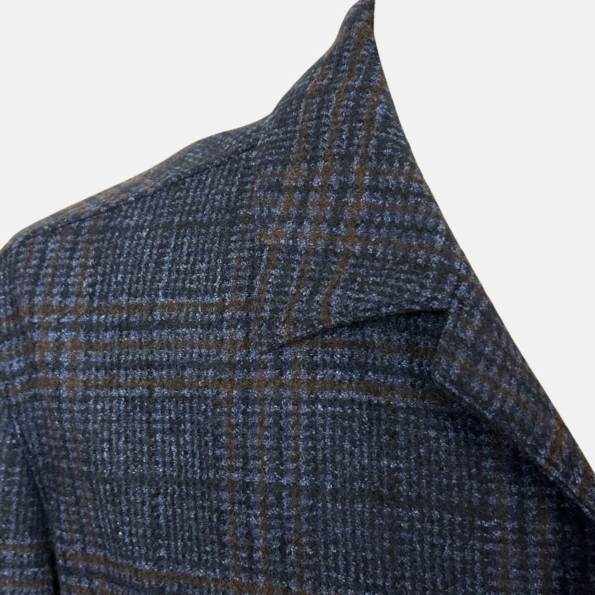 Navy–Brown Patterned Jacket made of Alpaca/Wool/Cotton (EU 54)