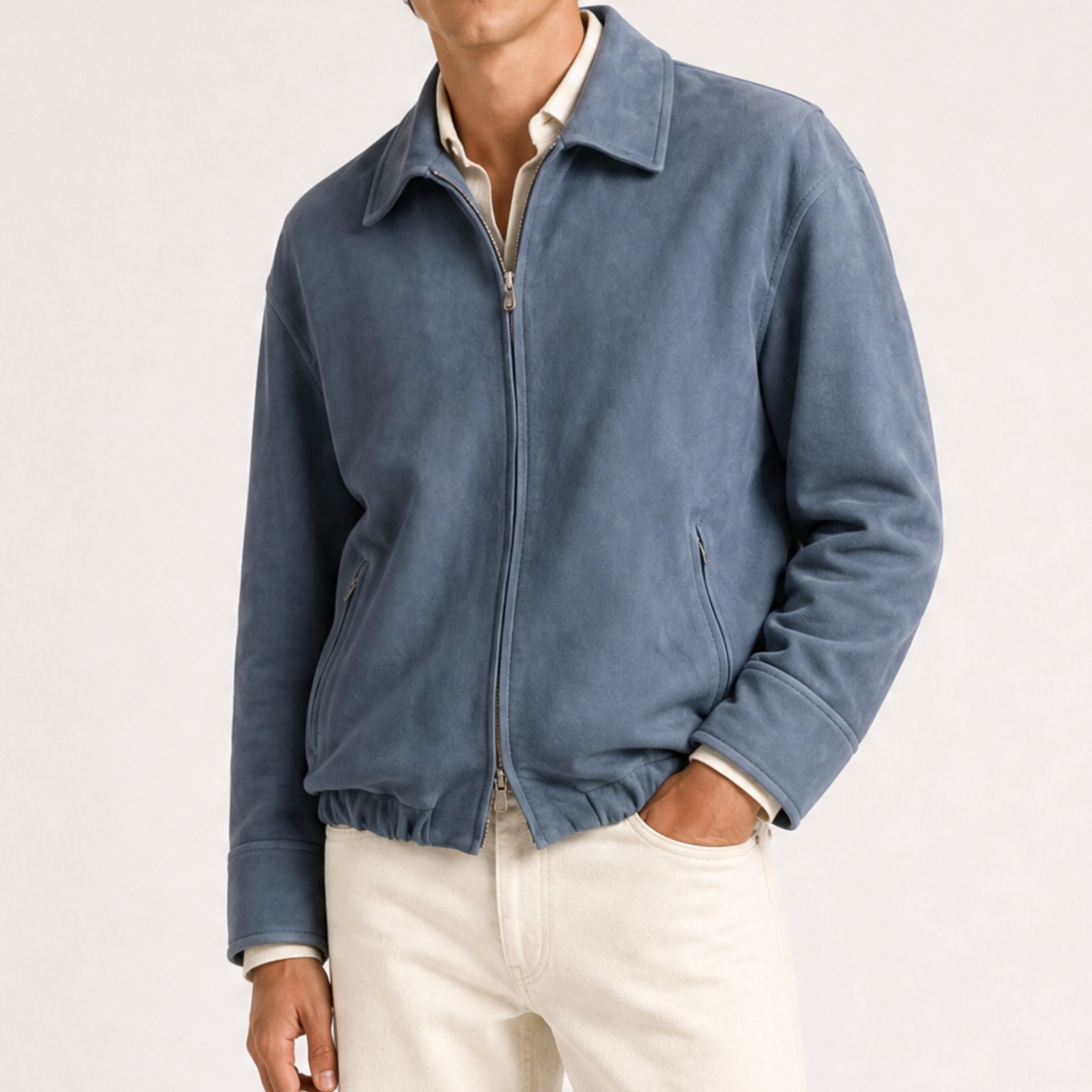 Light Blue Jacket made of Suede (M)
