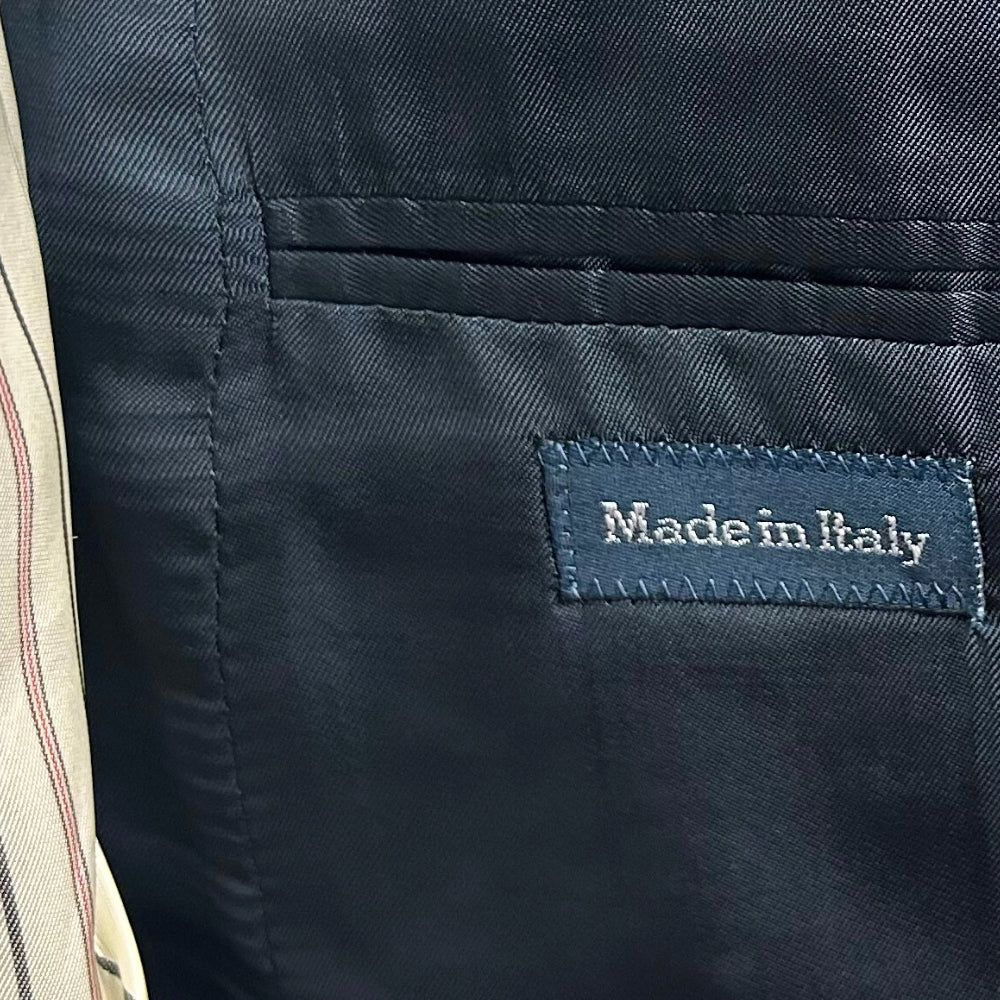 Navy Patterned Suit made of Virgin Wool (EU 48)