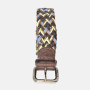 Multicoloured Braided Belt made of Leather/Cotton