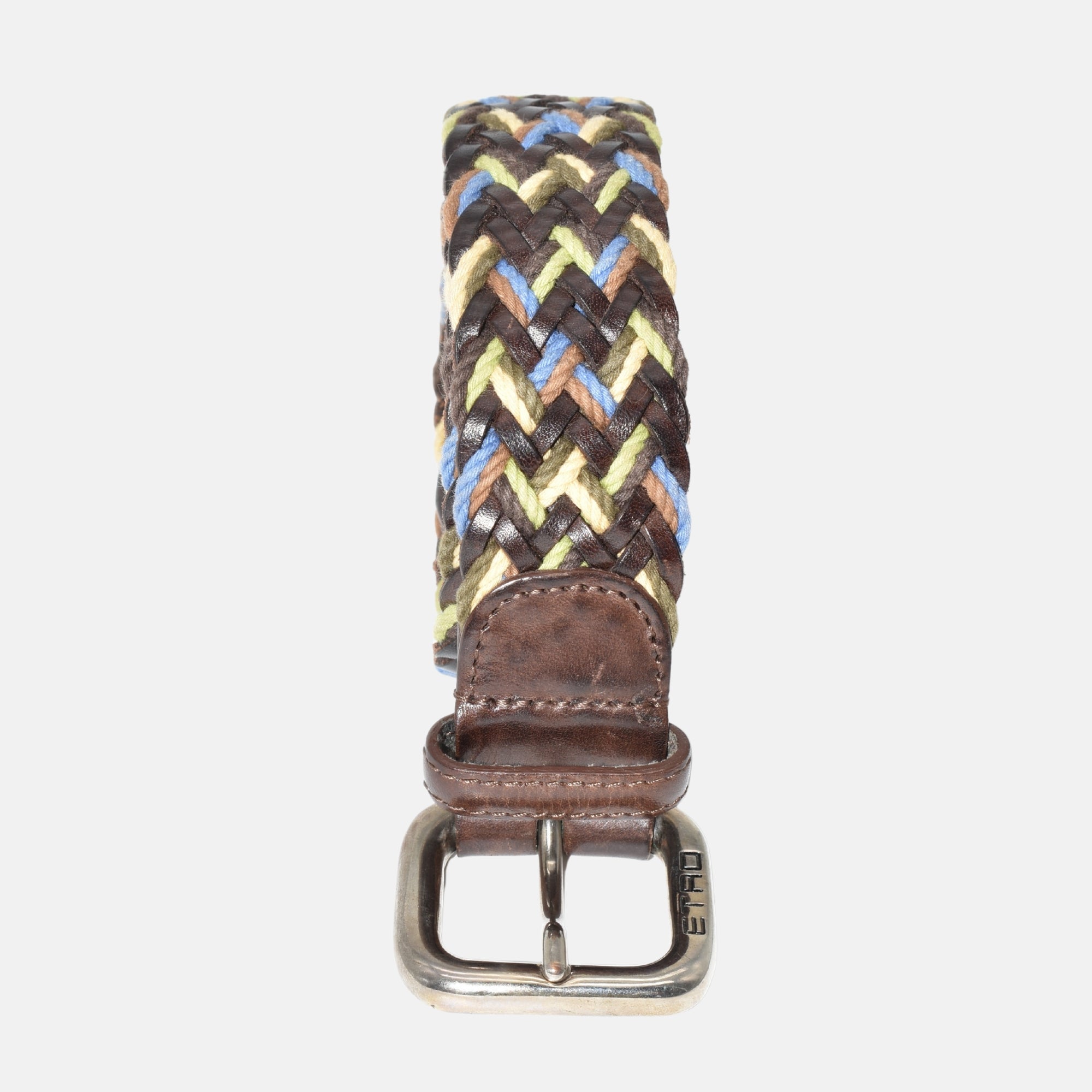 Multicoloured Braided Belt made of Leather/Cotton