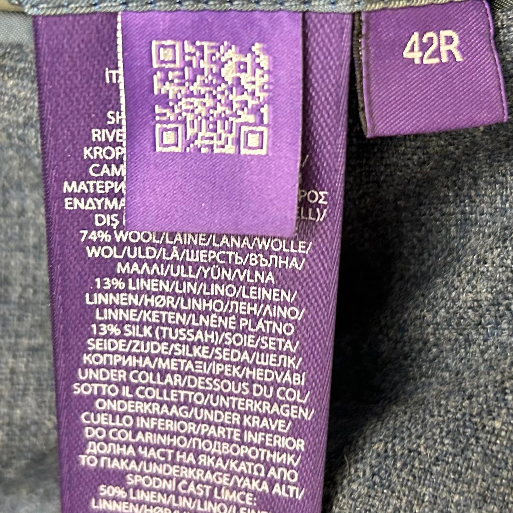 Blue Melange Suit made of Wool/Silk/Linen (EU 52)