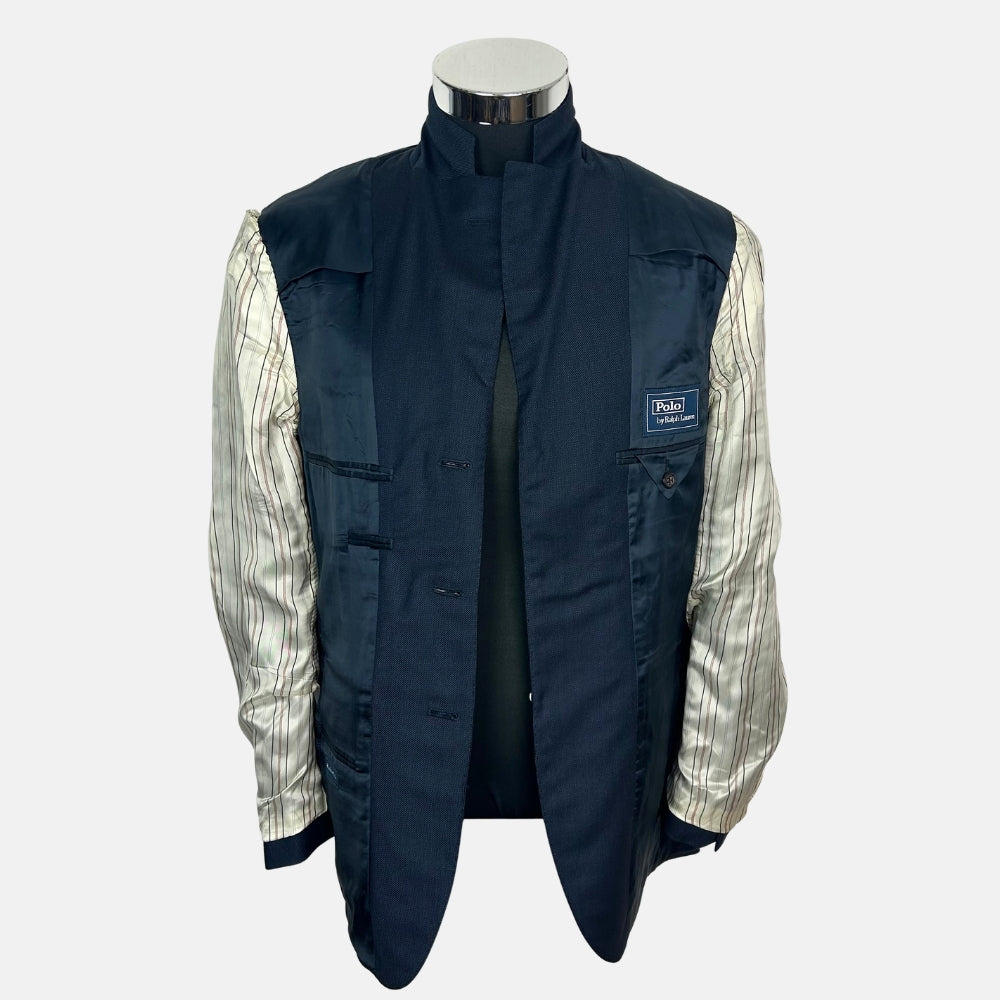 Navy Patterned Suit made of Virgin Wool (EU 48)