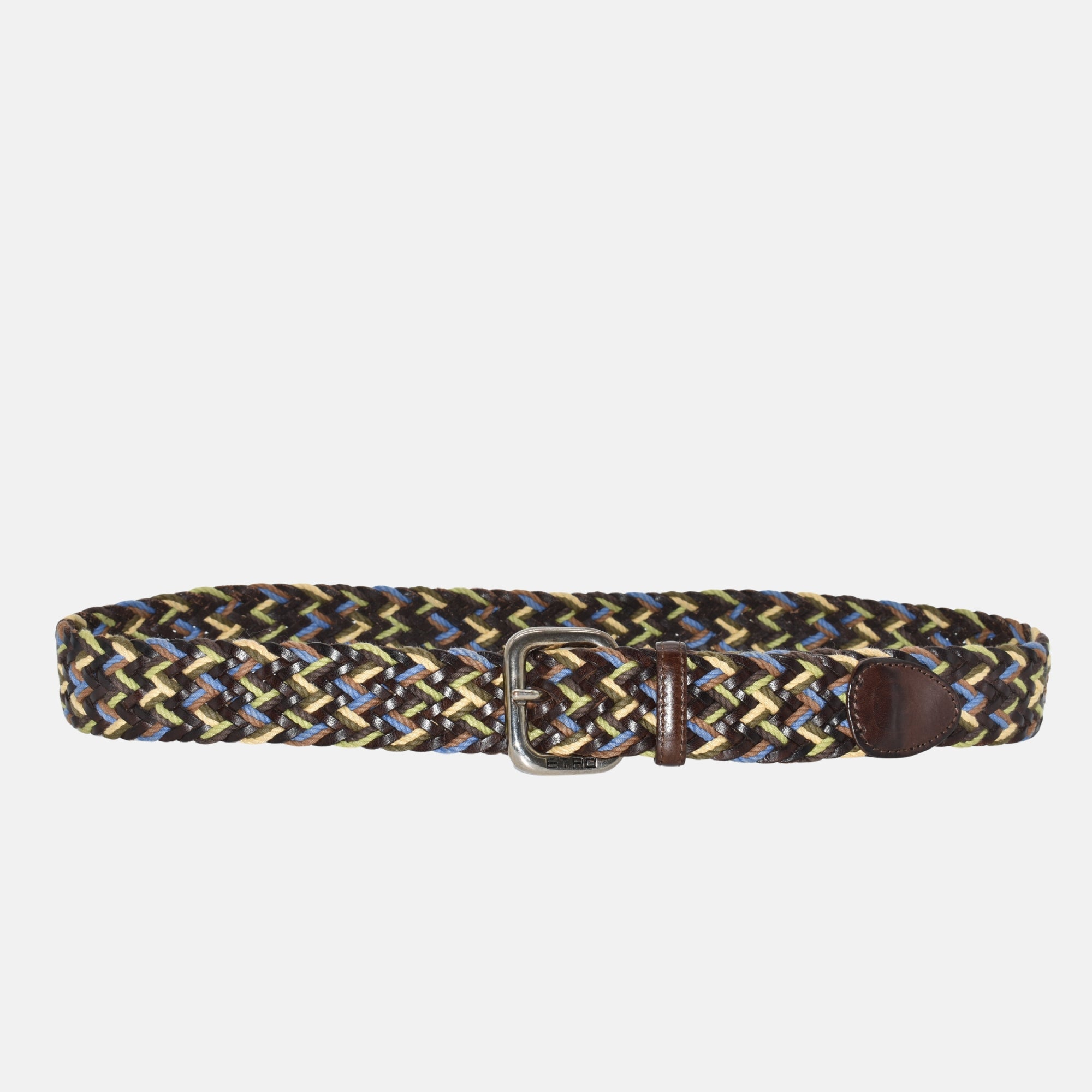 Multicoloured Braided Belt made of Leather/Cotton