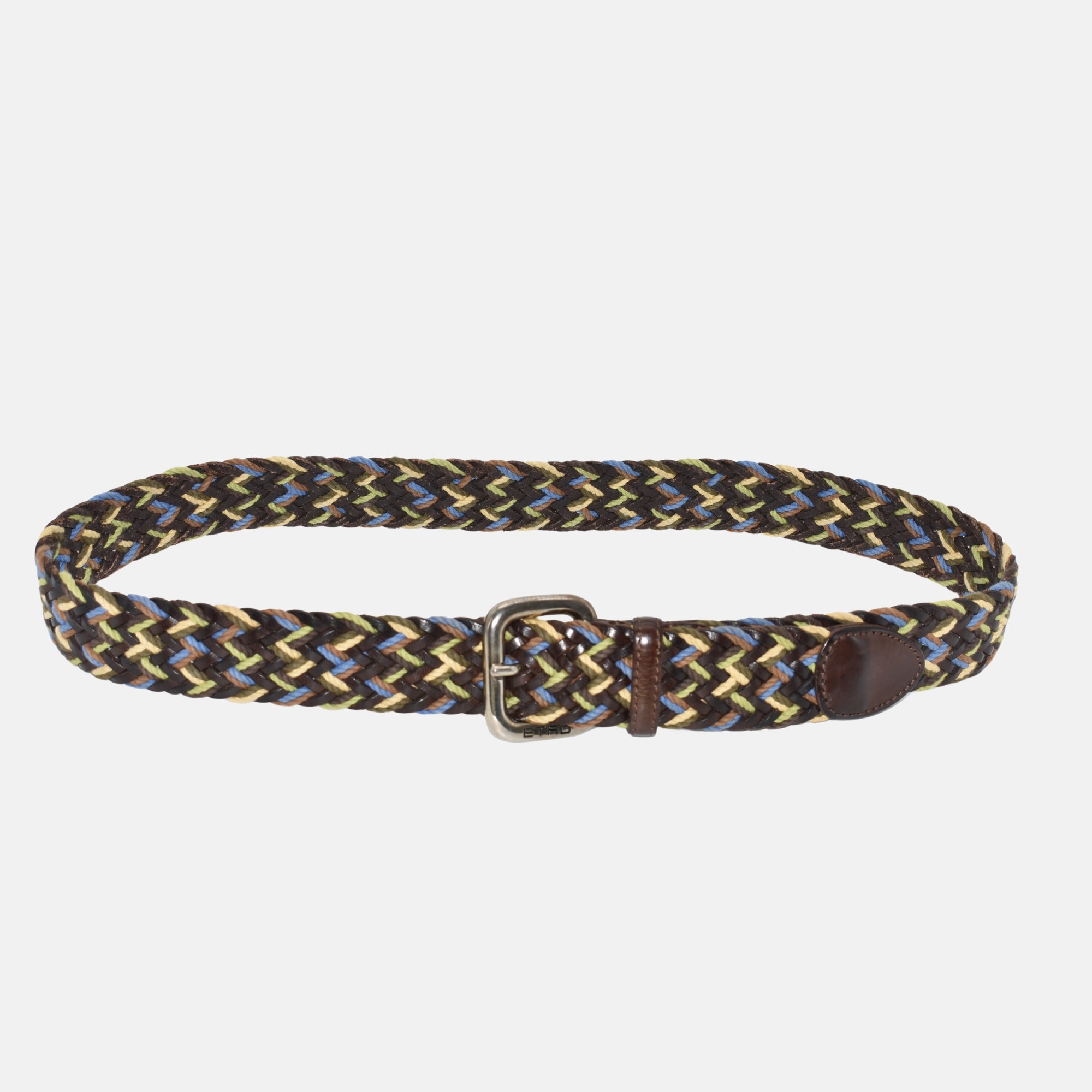 Multicoloured Braided Belt made of Leather/Cotton