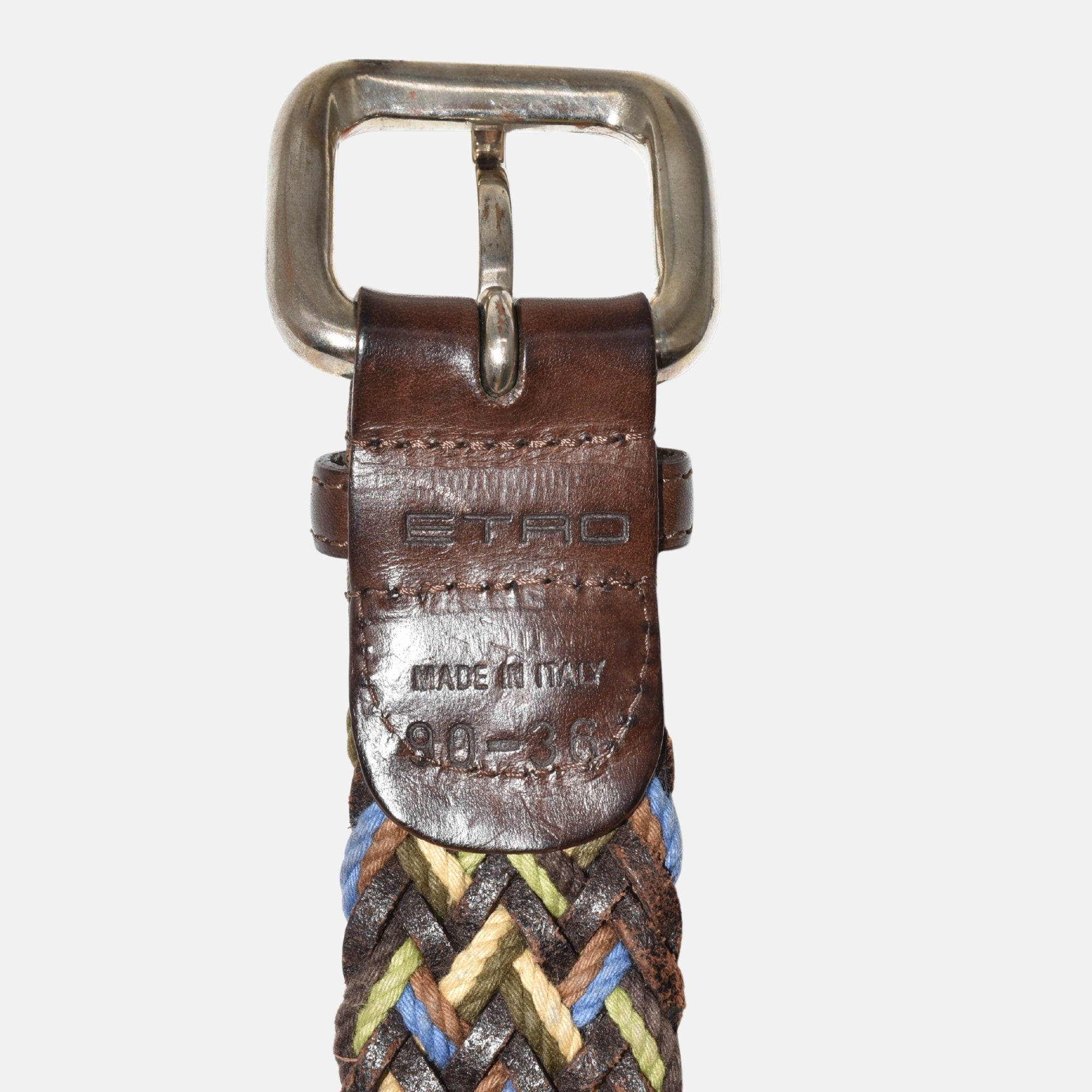 Multicoloured Braided Belt made of Leather/Cotton