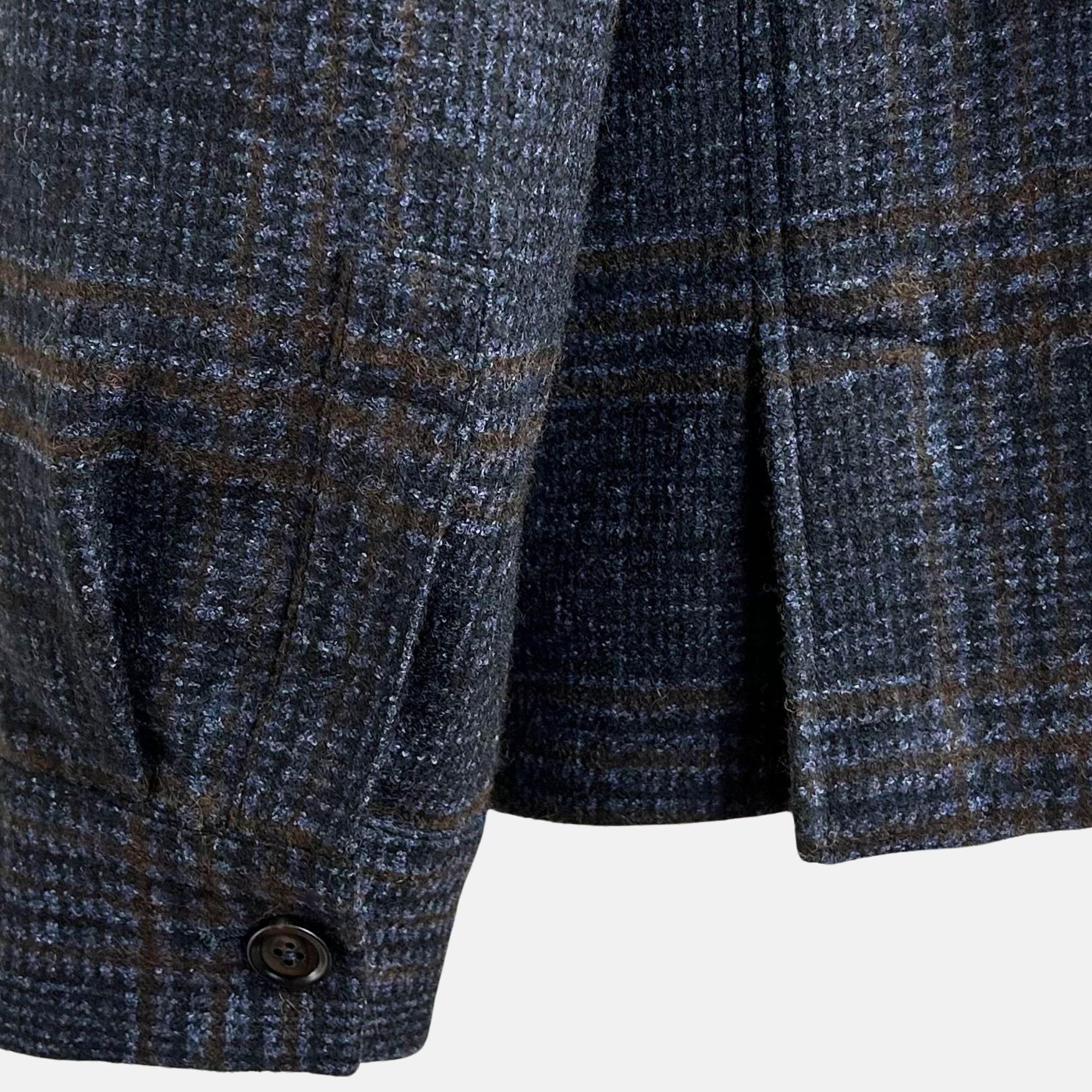 Navy–Brown Patterned Jacket made of Alpaca/Wool/Cotton (EU 54)