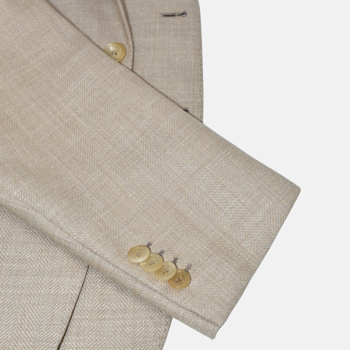 Beige Herringbone Blazer made of Wool/Silk/Linen (EU 48, EU 52)