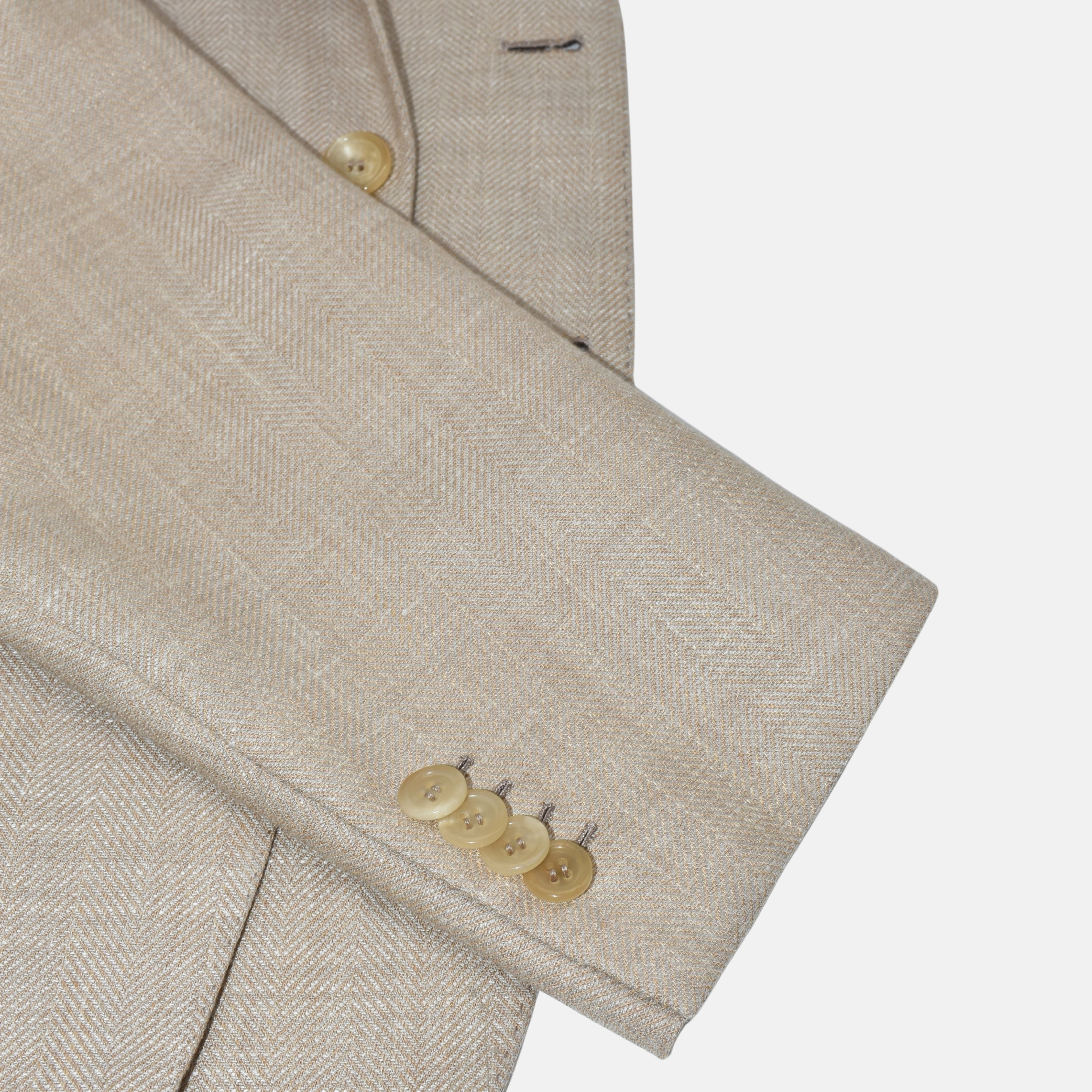 Beige Herringbone Blazer made of Wool/Silk/Linen (EU 48, EU 52)