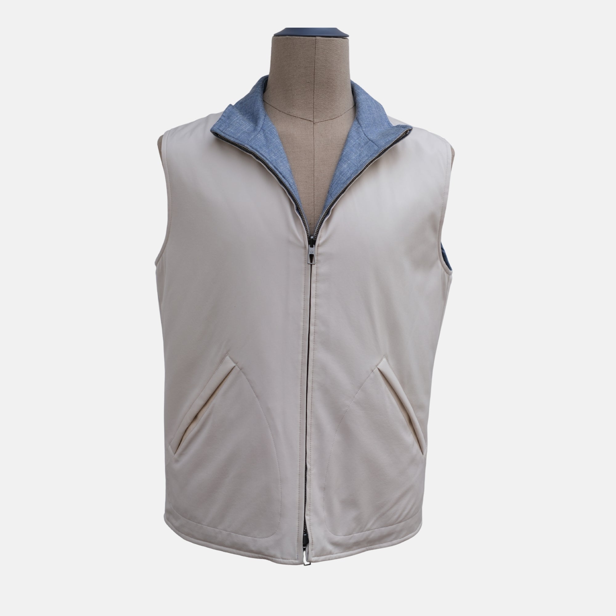 Reversible Vest made of Virgin Wool/Silk/Linen (M)