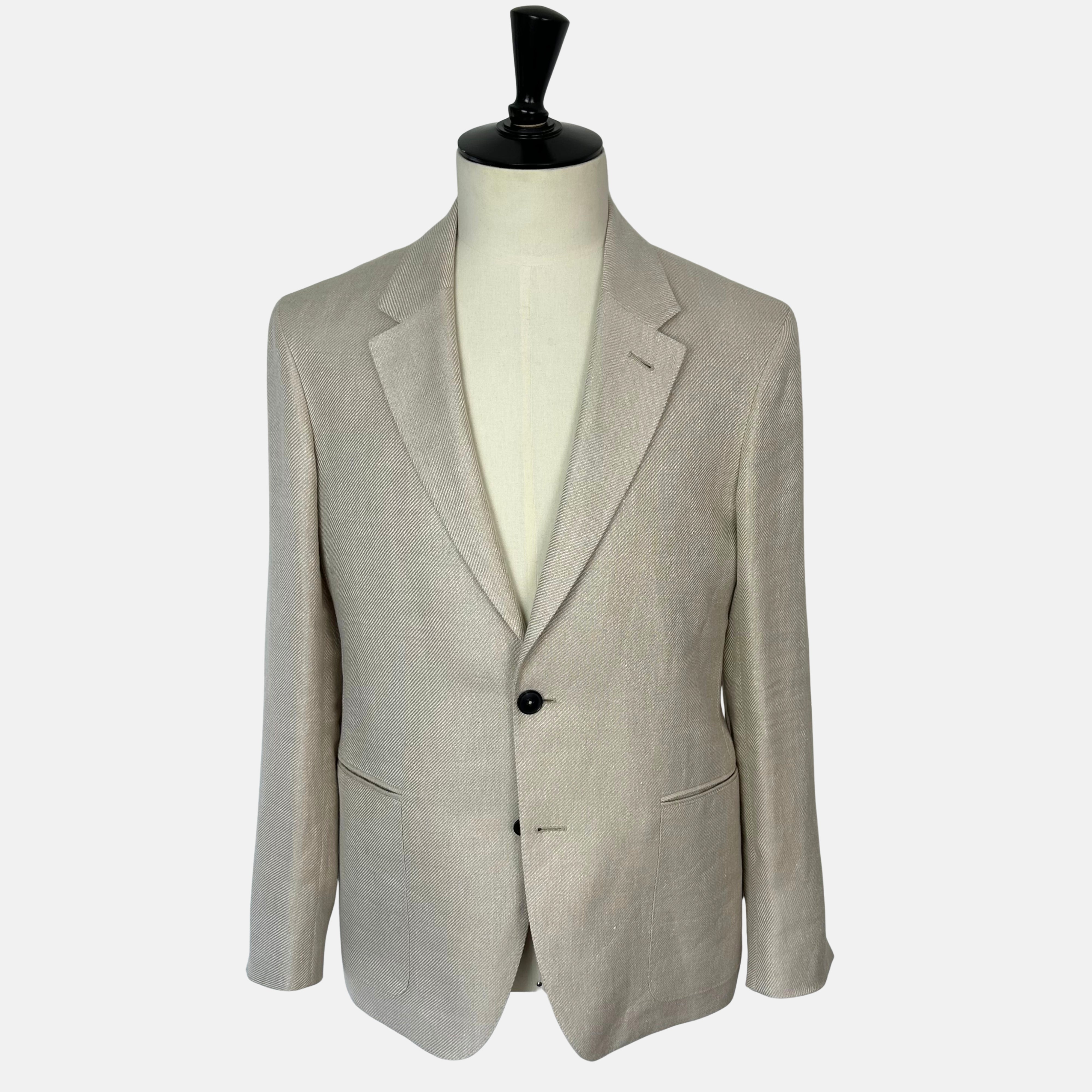 Ecru Patterned Blazer made of Linen/Wool/Silk (EU 48)