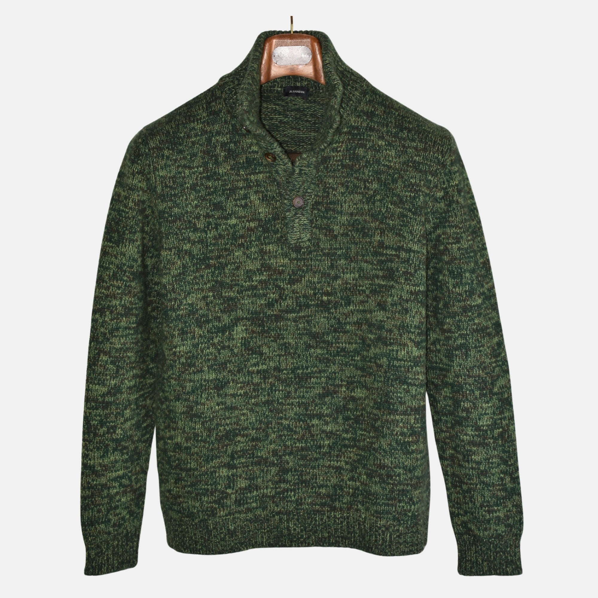 Green Melange Sweater made of Wool/Silk (EU 50)