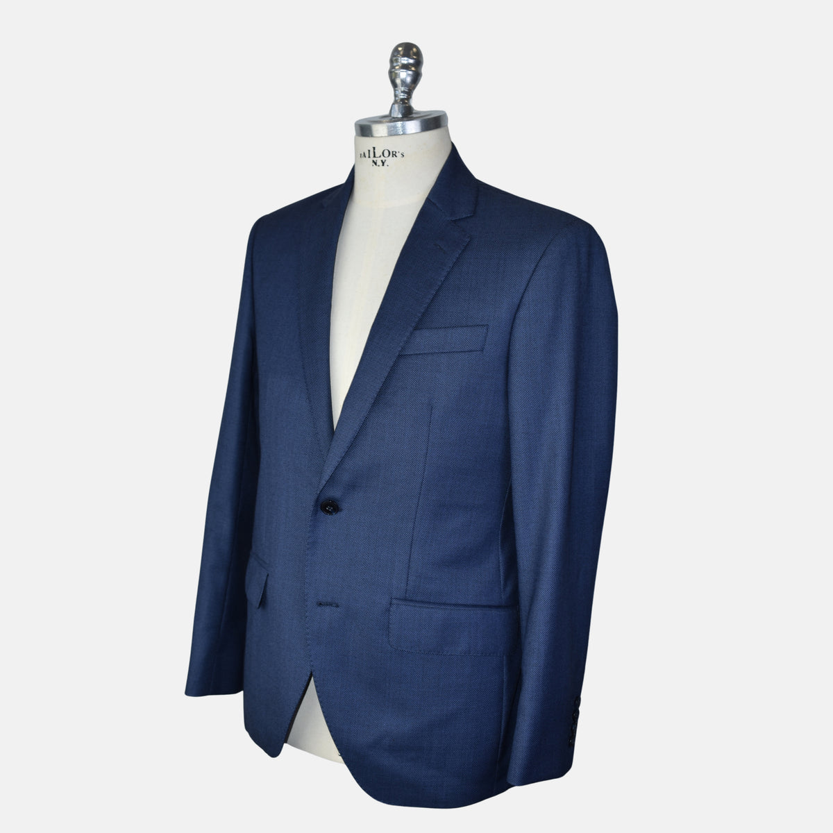 Blue Patterned Suit made of Wool (EU 48)